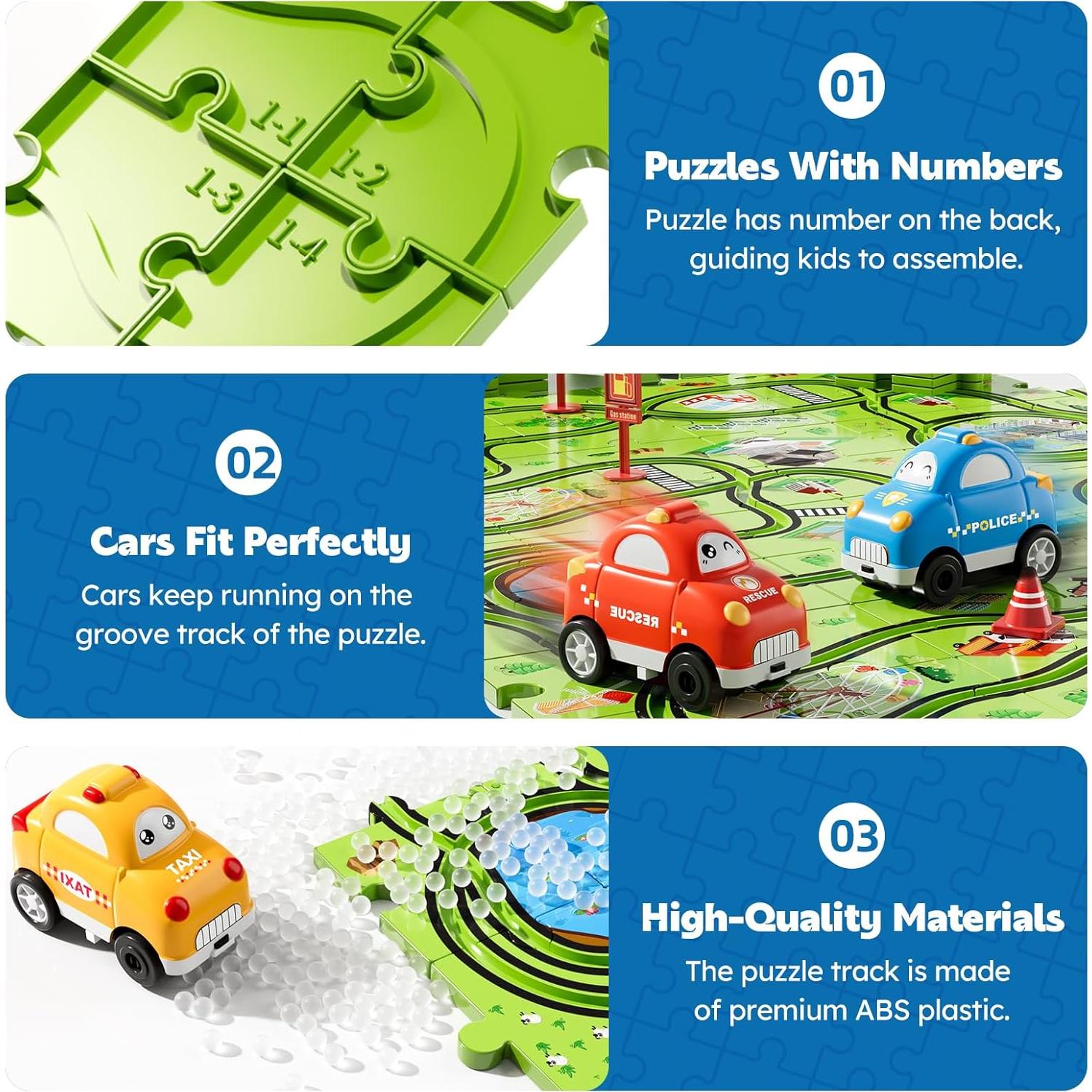 Juego de rompecabezas de pista de carreras Beby Buty 64 piezas