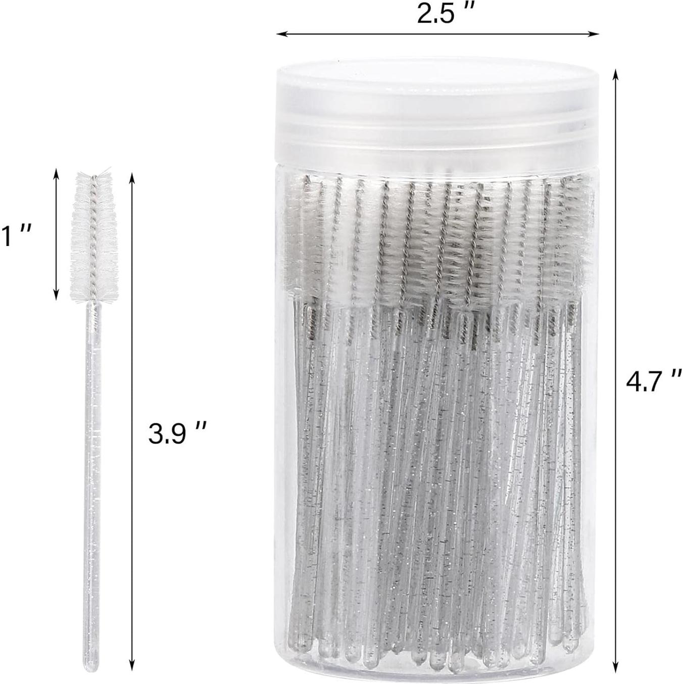 100 Cepillos de Pestañas Desechables Tbestmax con Contenedor Blanco