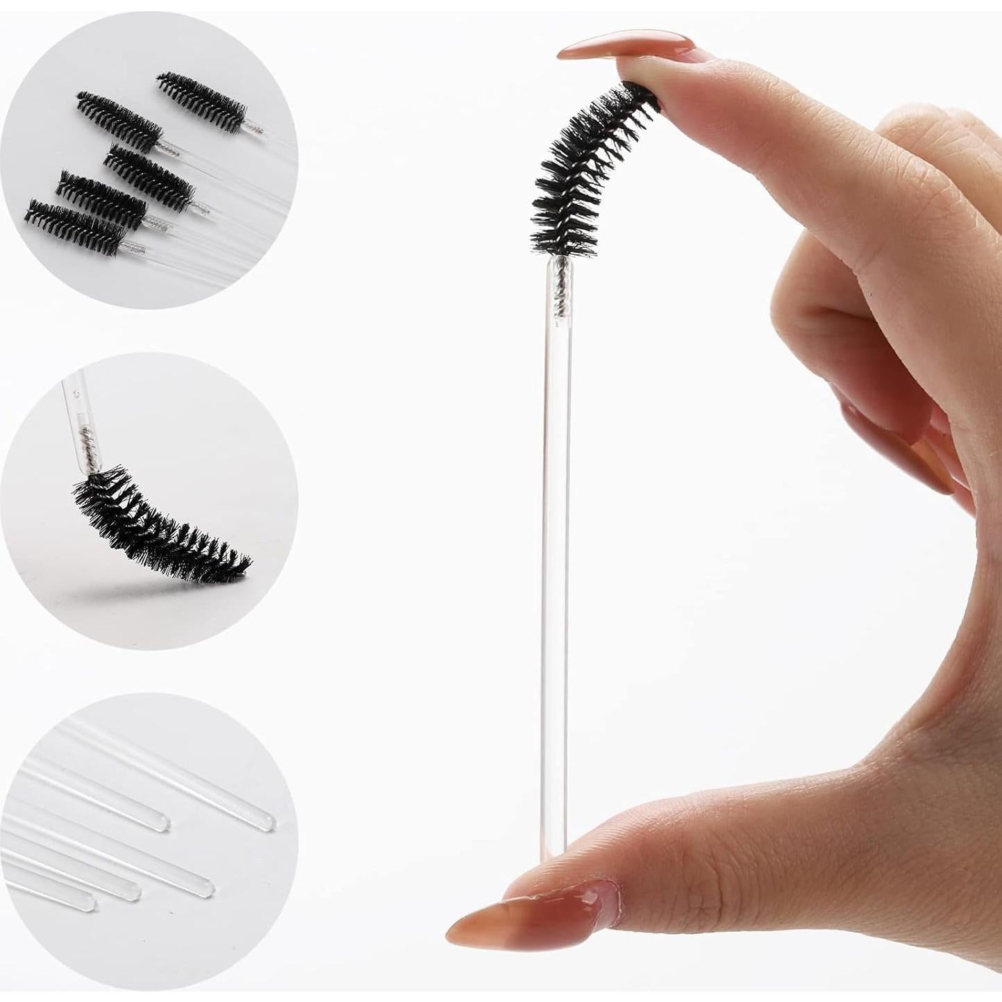 100 Cepillos de Pestañas Desechables Tbestmax con Contenedor