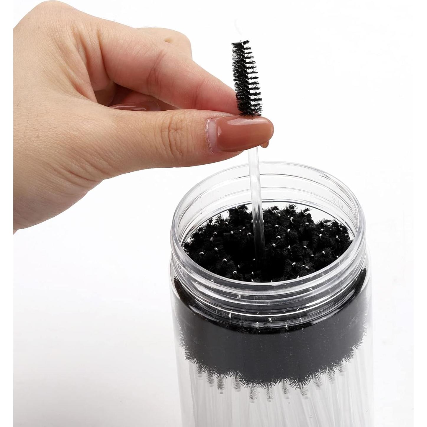100 Cepillos de Pestañas Desechables Tbestmax con Contenedor