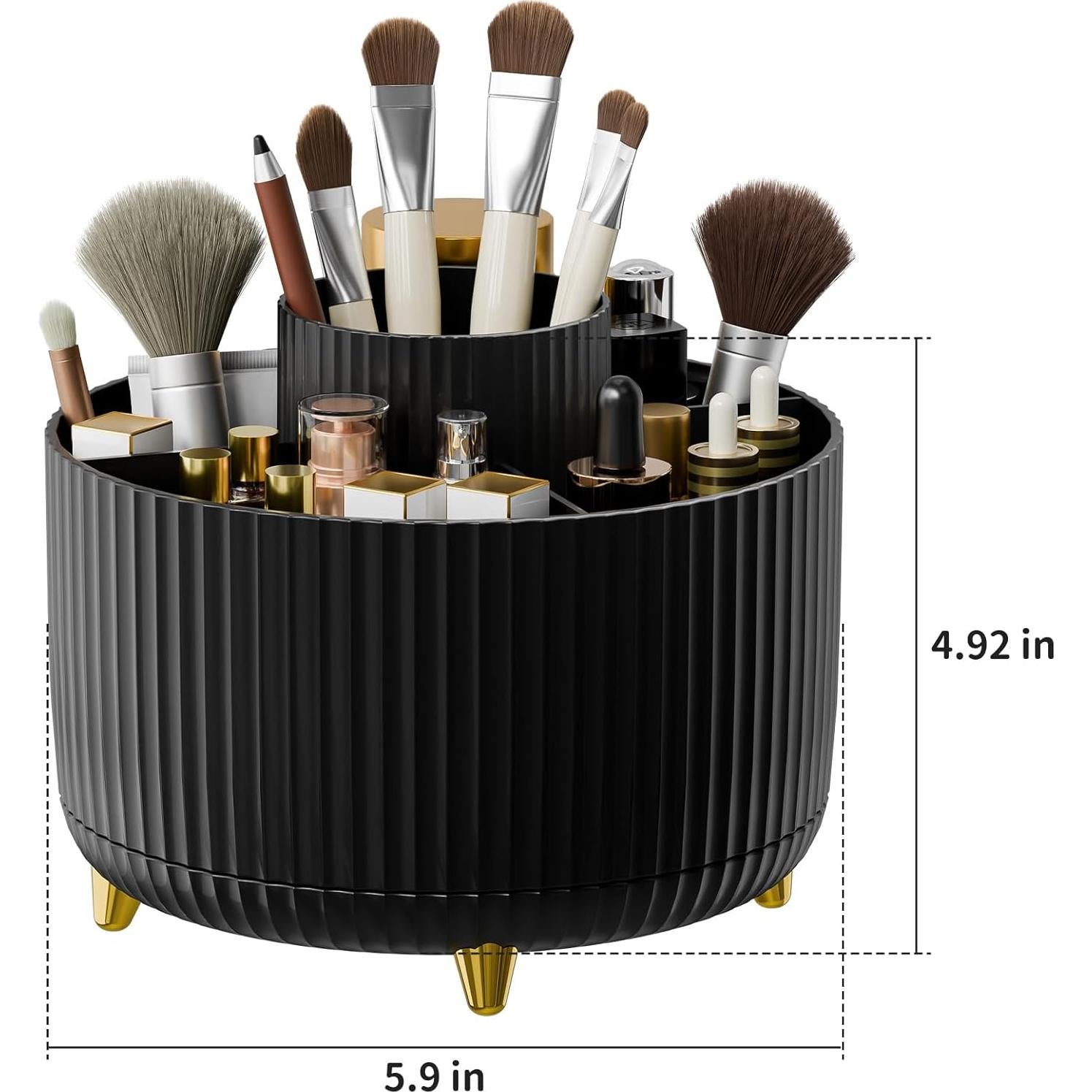 Organizador de Brochas de Maquillaje Rotatorio 360° fanado Negro