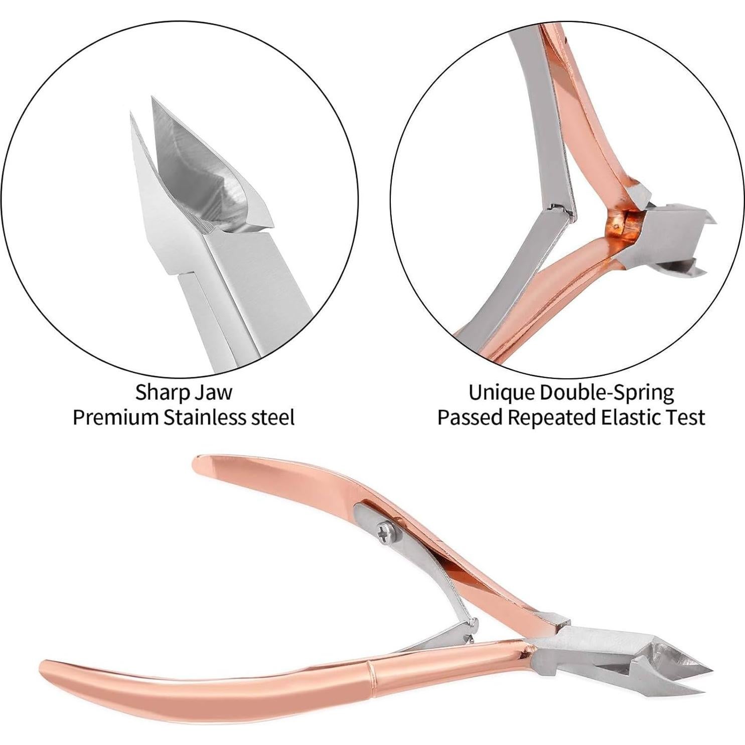 Recortador de Cutículas YINYIN 3 en 1 Oro Rosa - Manicura y Pedicura