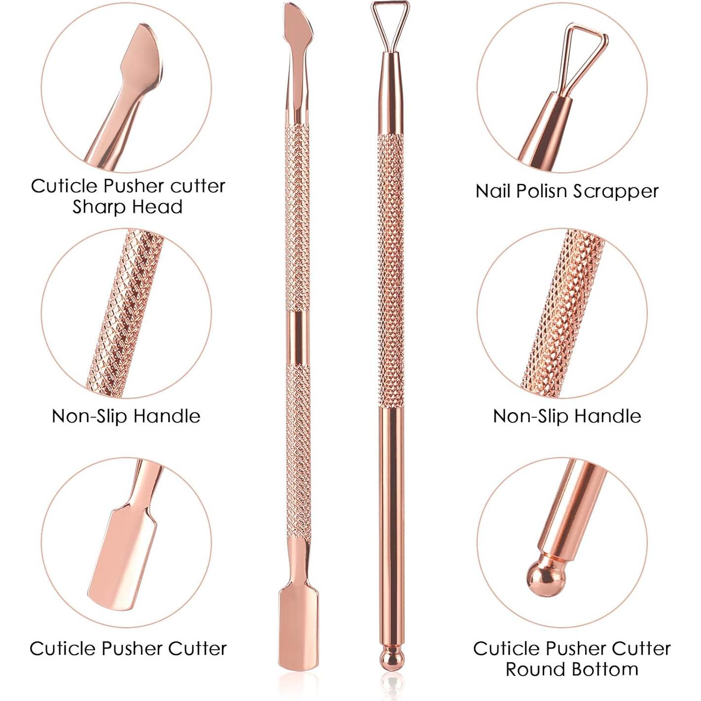 Recortador de Cutículas YINYIN 3 en 1 Oro Rosa - Manicura y Pedicura