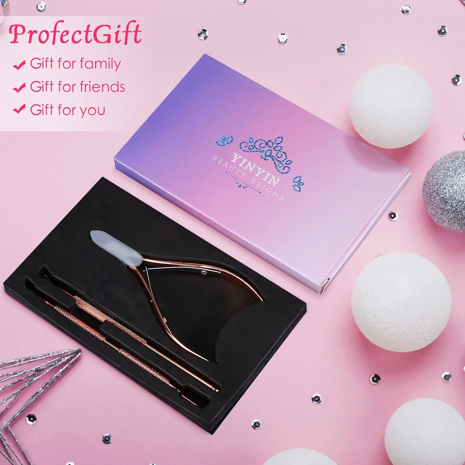 Recortador de Cutículas YINYIN 3 en 1 Oro Rosa - Manicura y Pedicura