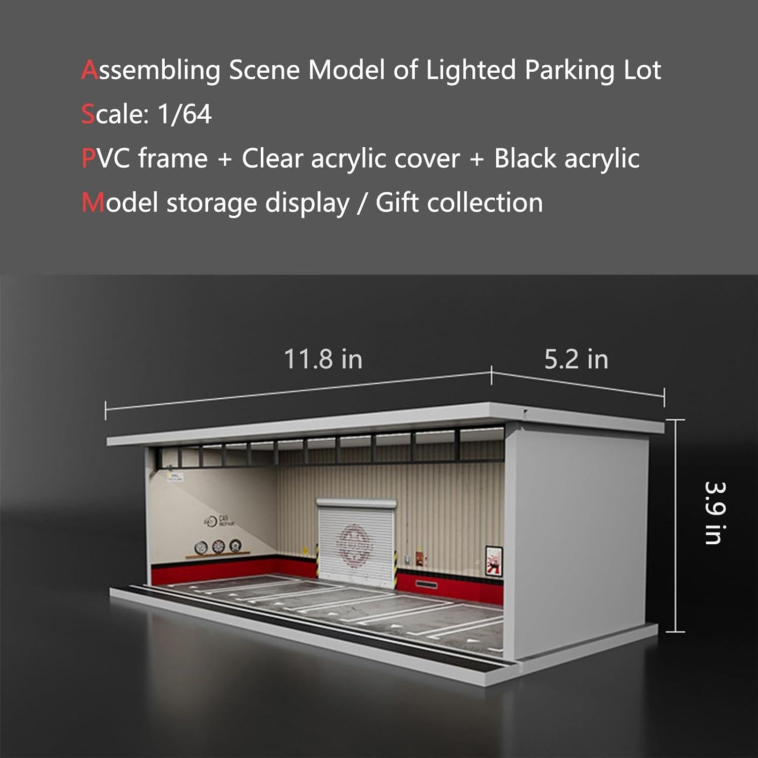 Estuche Exhibición Bivitre 1:64 con Luz LED y Acrílico