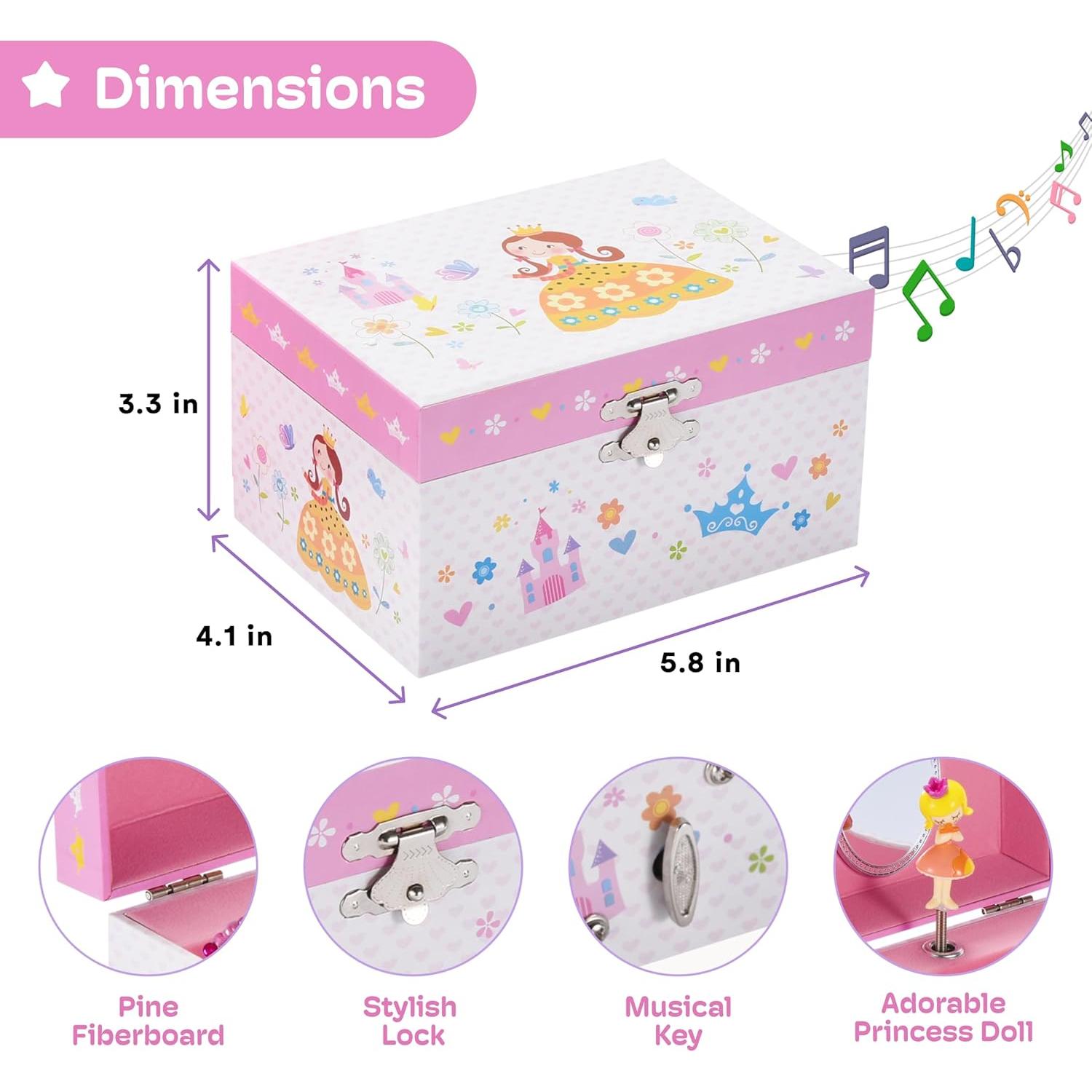 Caja de Joyería Musical Jewelkeeper Princesa Rubia 15.24x11.81cm