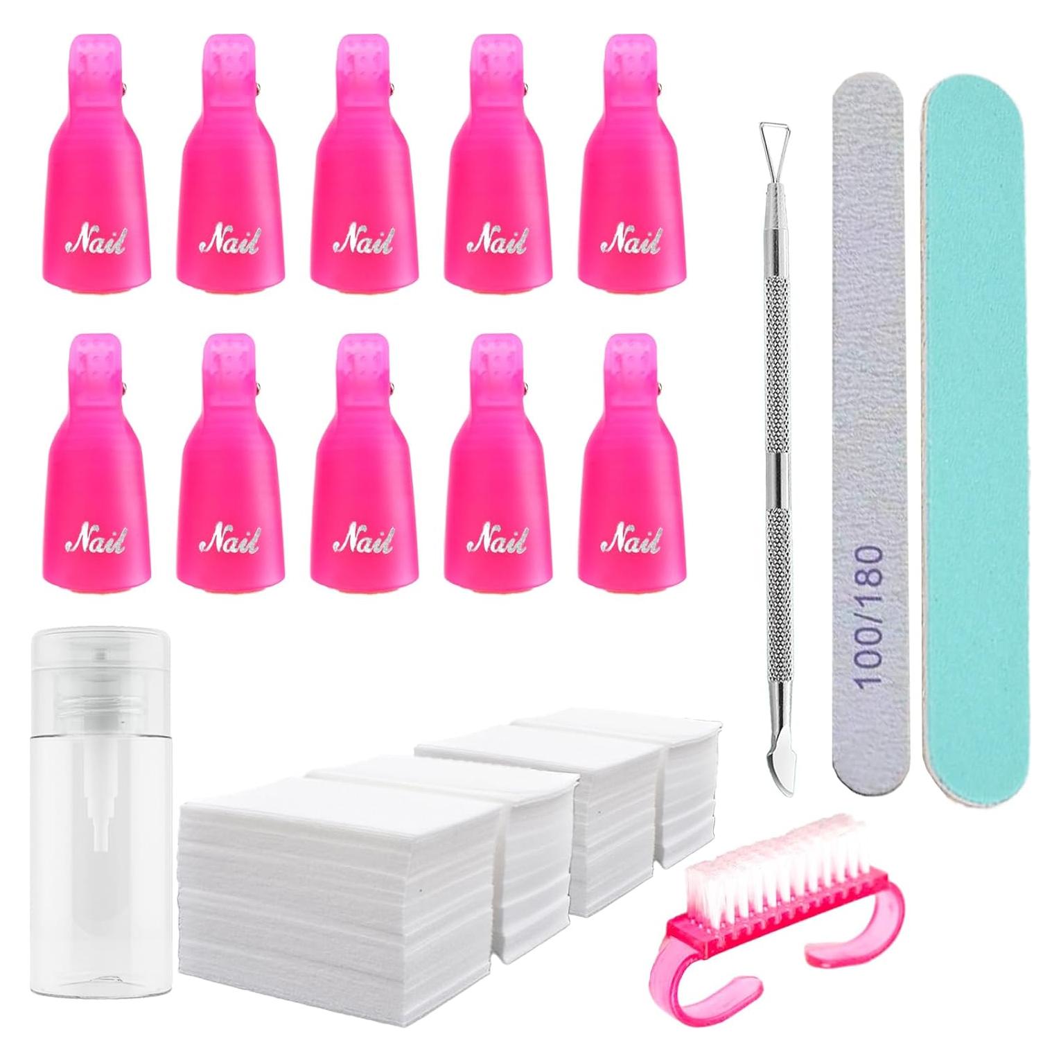 Kit Removedor de Esmalte en Gel 7 Piezas con Clips y Dispensador