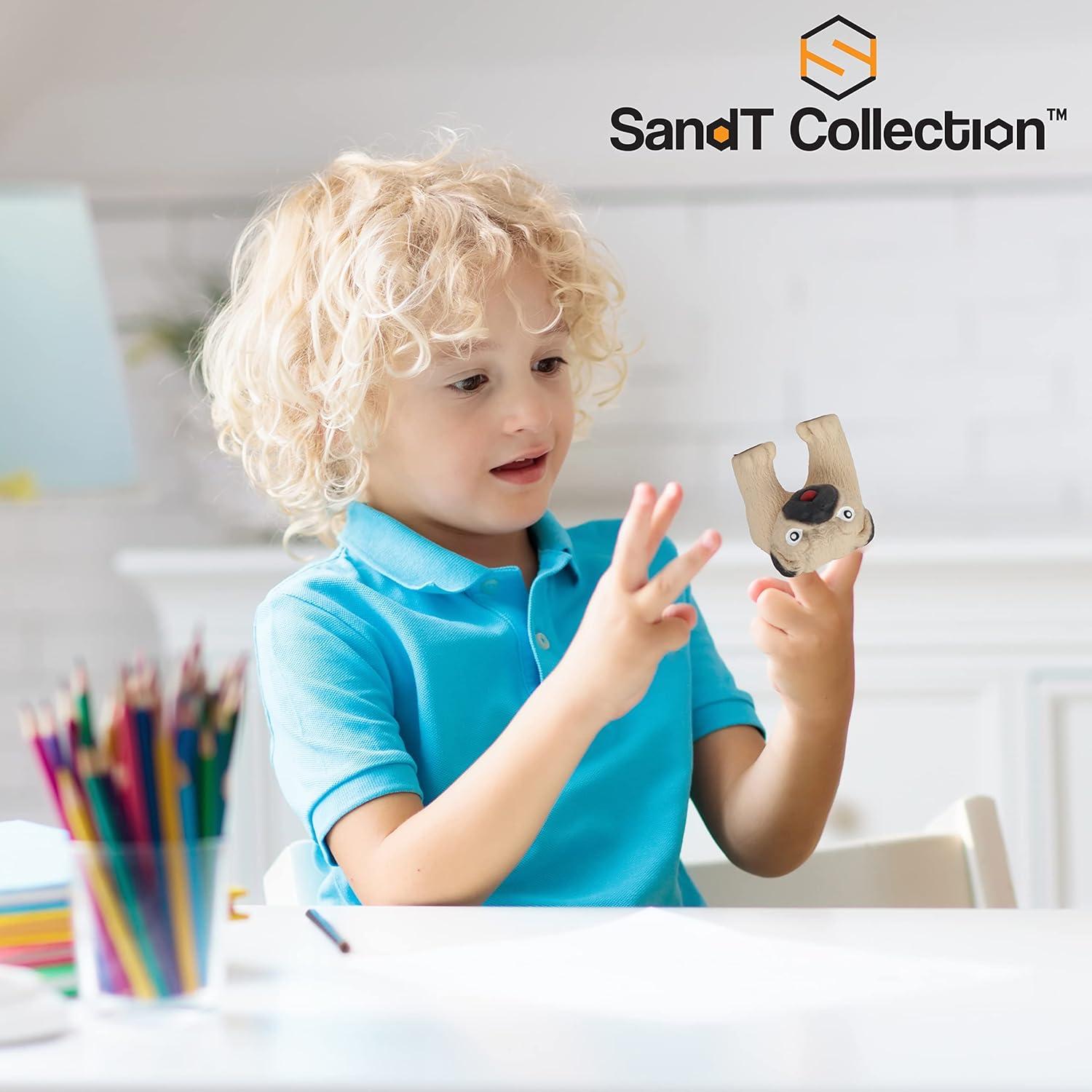 Paquete de 4 títeres de dedo de animales - Cerdo y perro