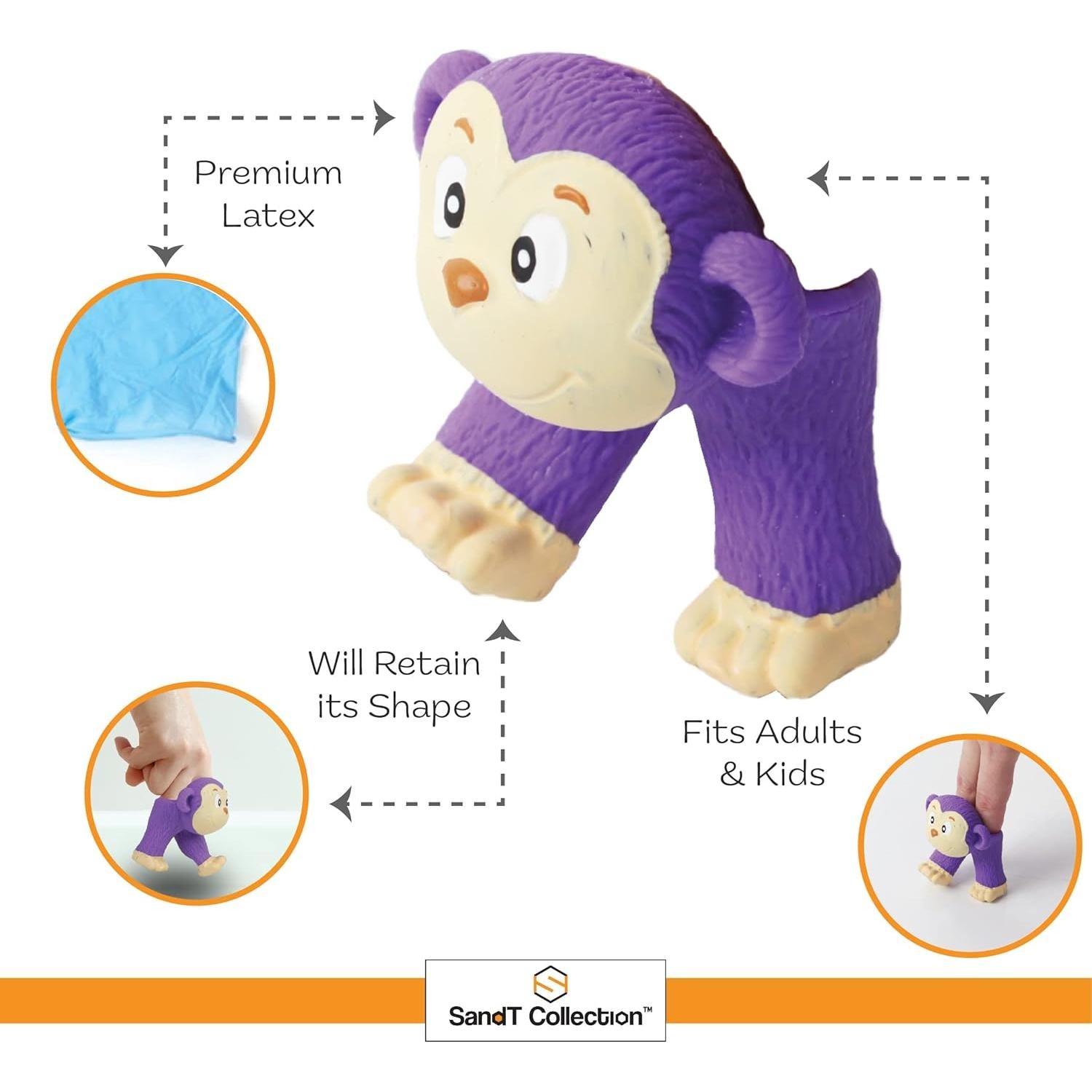 Conjunto 4 Marionetas Dedo Animales Selva SandT 7,62 cm