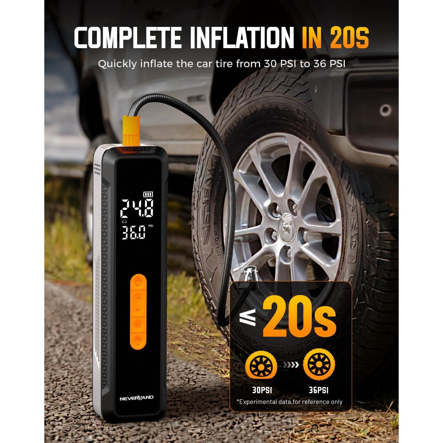 Compresor de Aire Portátil NEVERLAND 150 PSI Batería 20000mAh