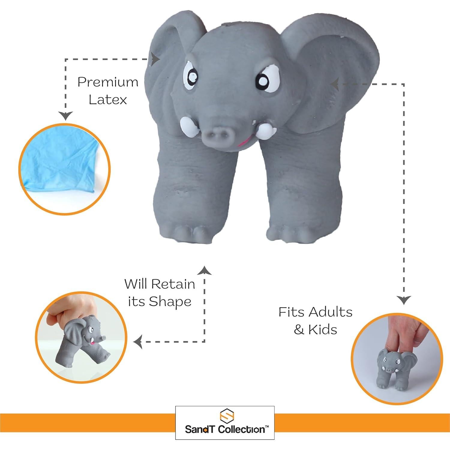 Juego de Títeres de Dedo Animales Selva SandT Set 4 Elefantes