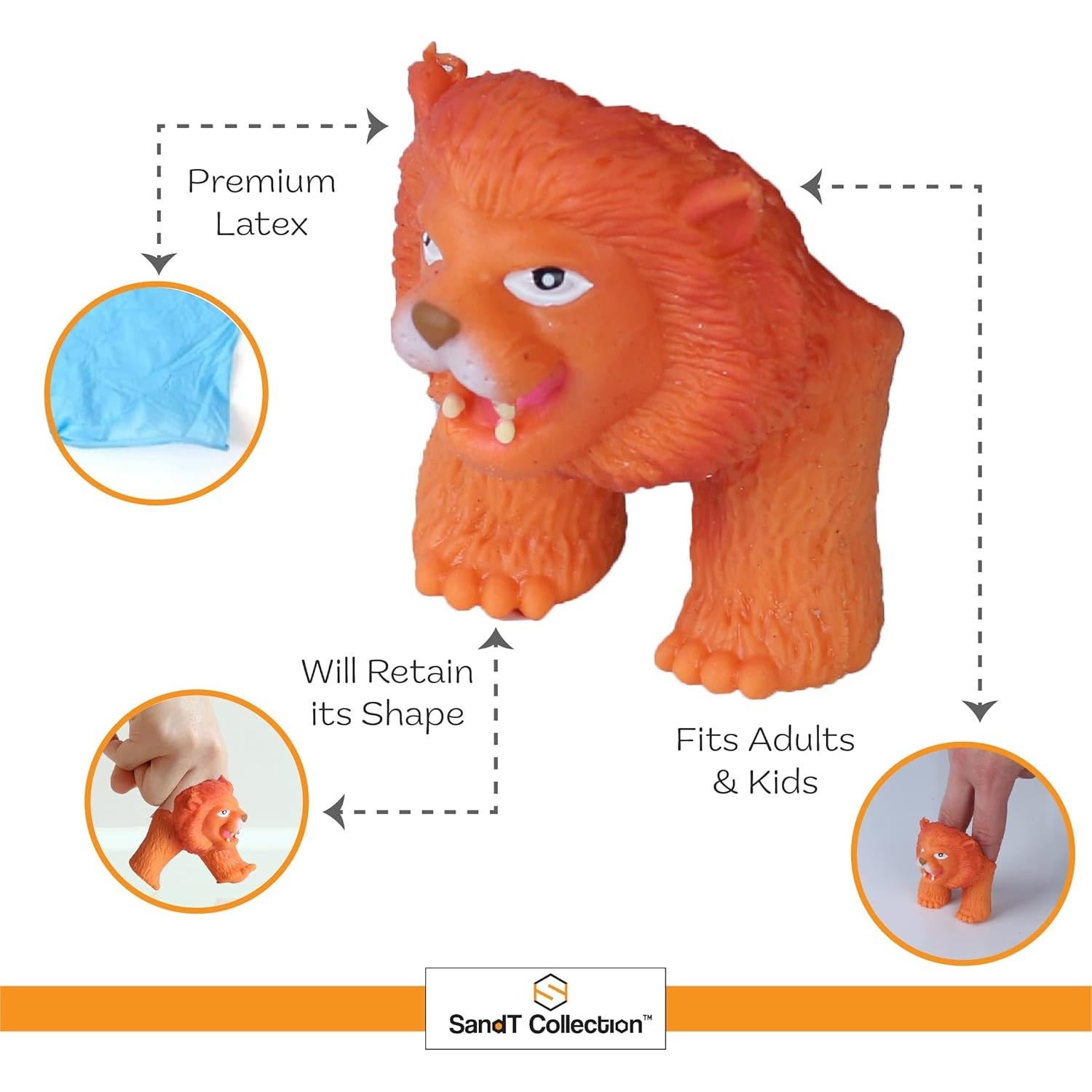 Conjunto de 4 títeres de dedo animales jungla SandT