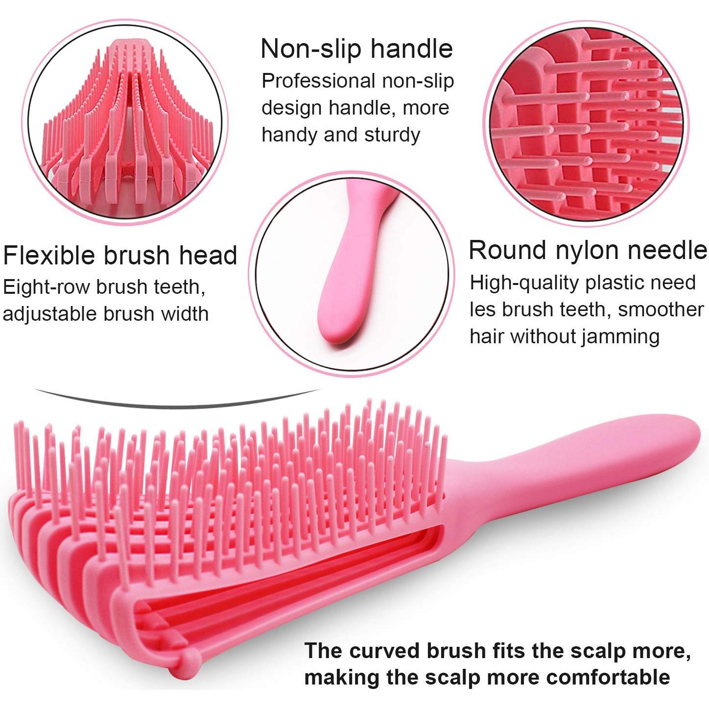 Juego de Cepillos Desenredantes EZ 5 Piezas Rosa y Negro