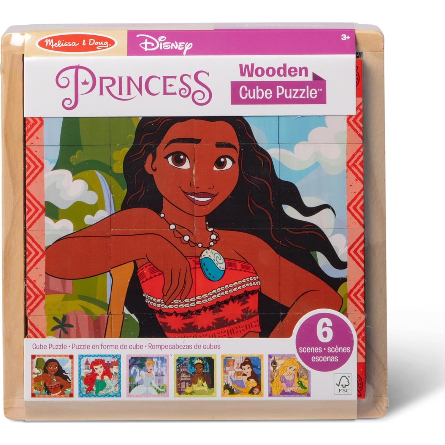 Cubo de Rompecabezas de Madera Melissa & Doug Princesas Disney 16 Bloques