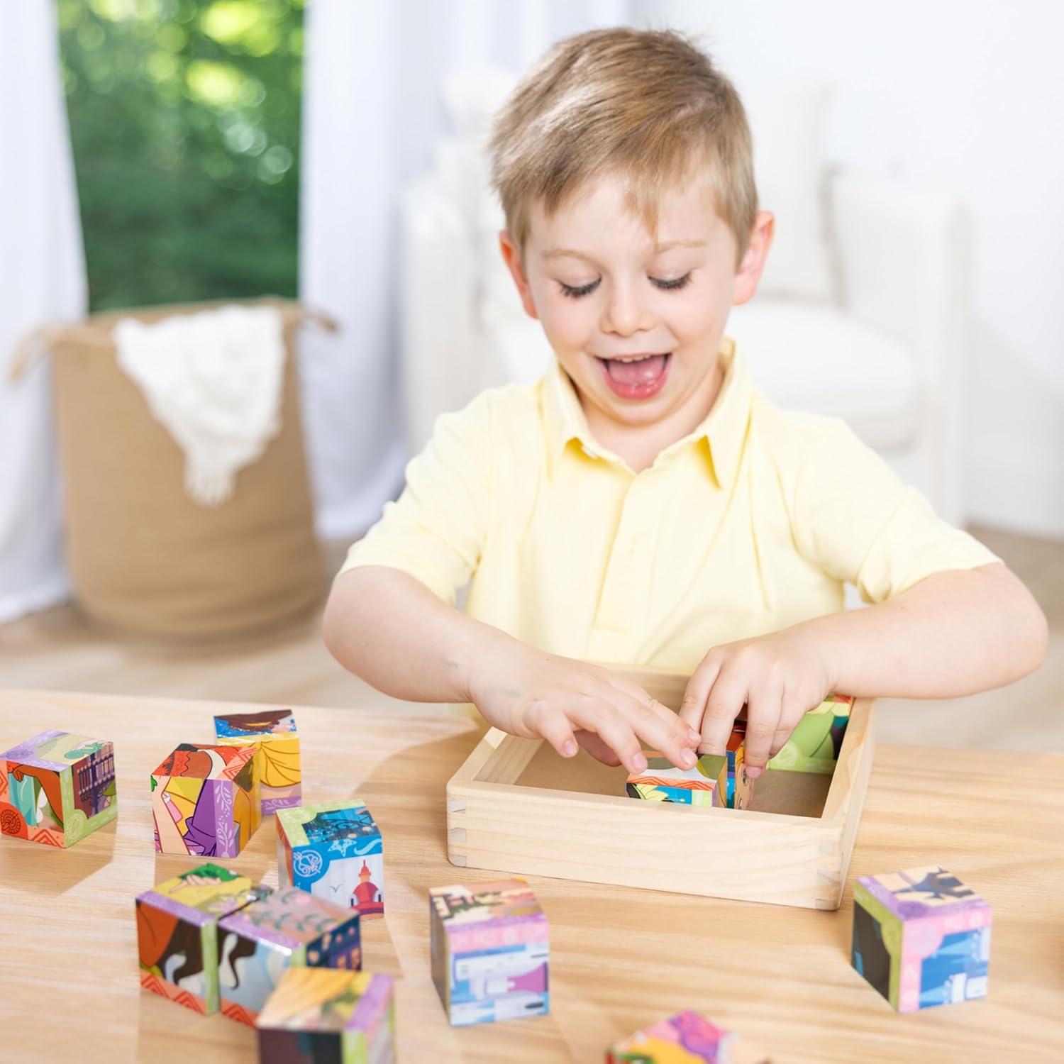 Cubo de Rompecabezas de Madera Melissa & Doug Princesas Disney 16 Bloques