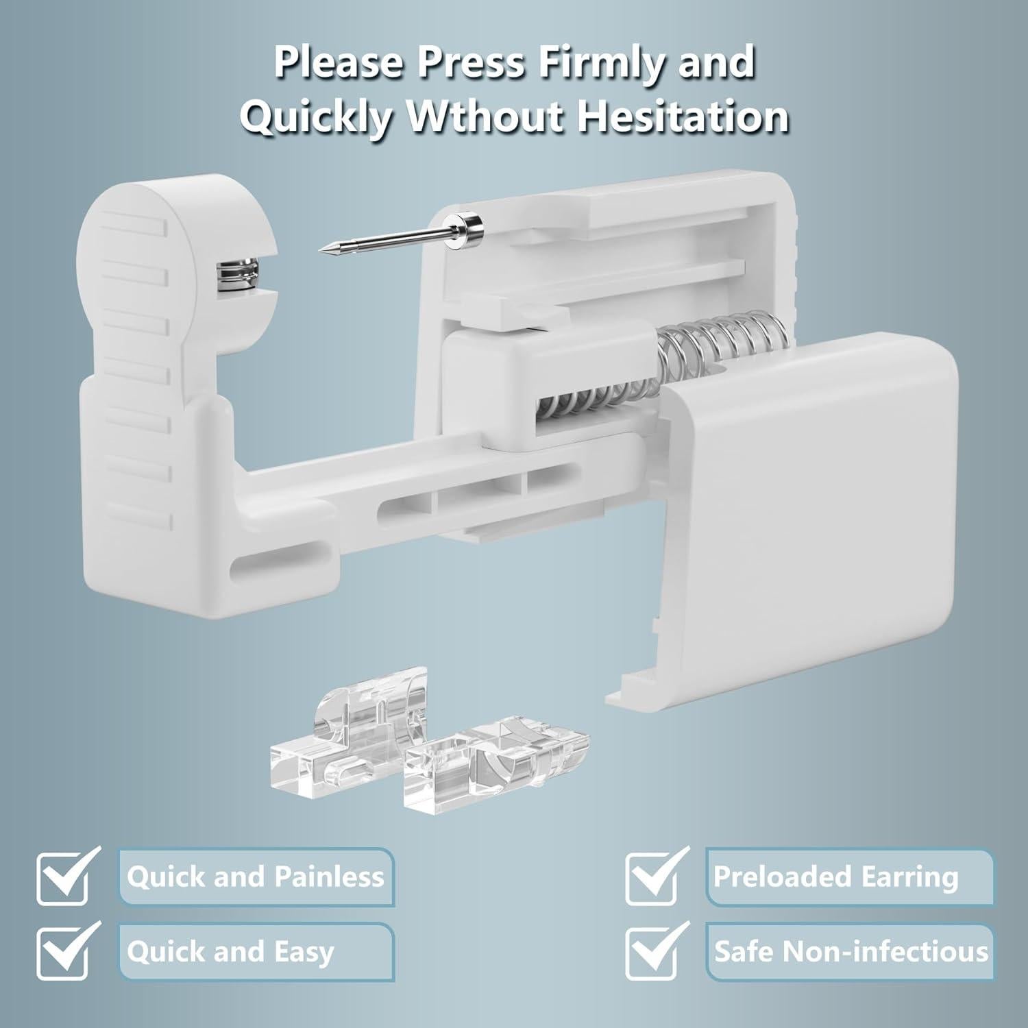 Kit de Perforación de Orejas Anzero 2 Pcs con Aretes 2mm