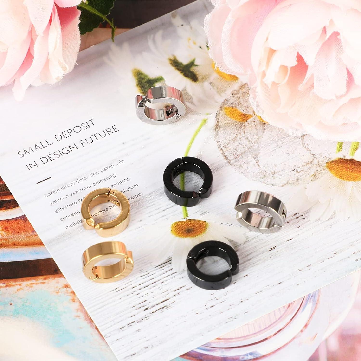 Pendientes Magnéticos Unisex NEWITIN 6 Pares Acero Inoxidable