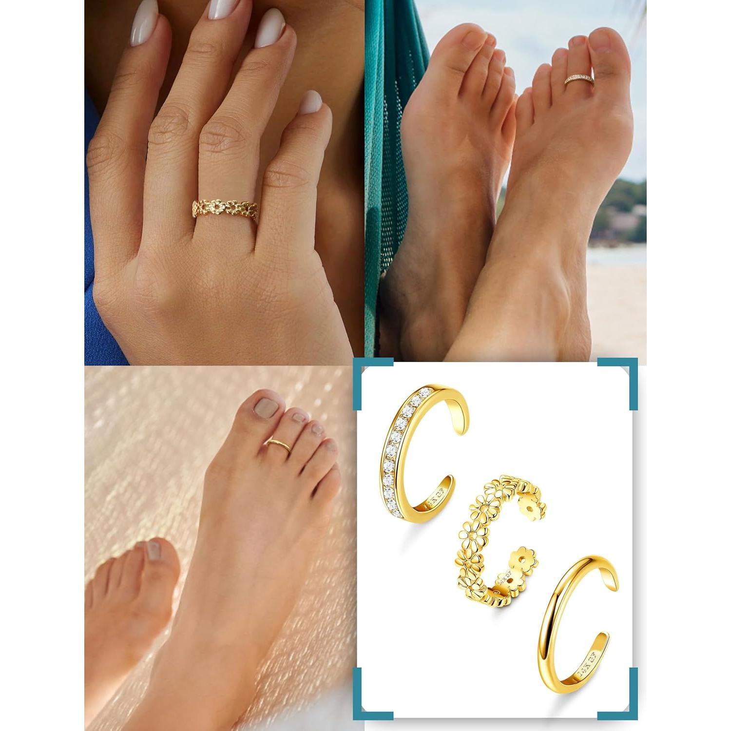 Anillos de Dedo de Oro 14K Fiasaso - 3 Piezas Ajustables