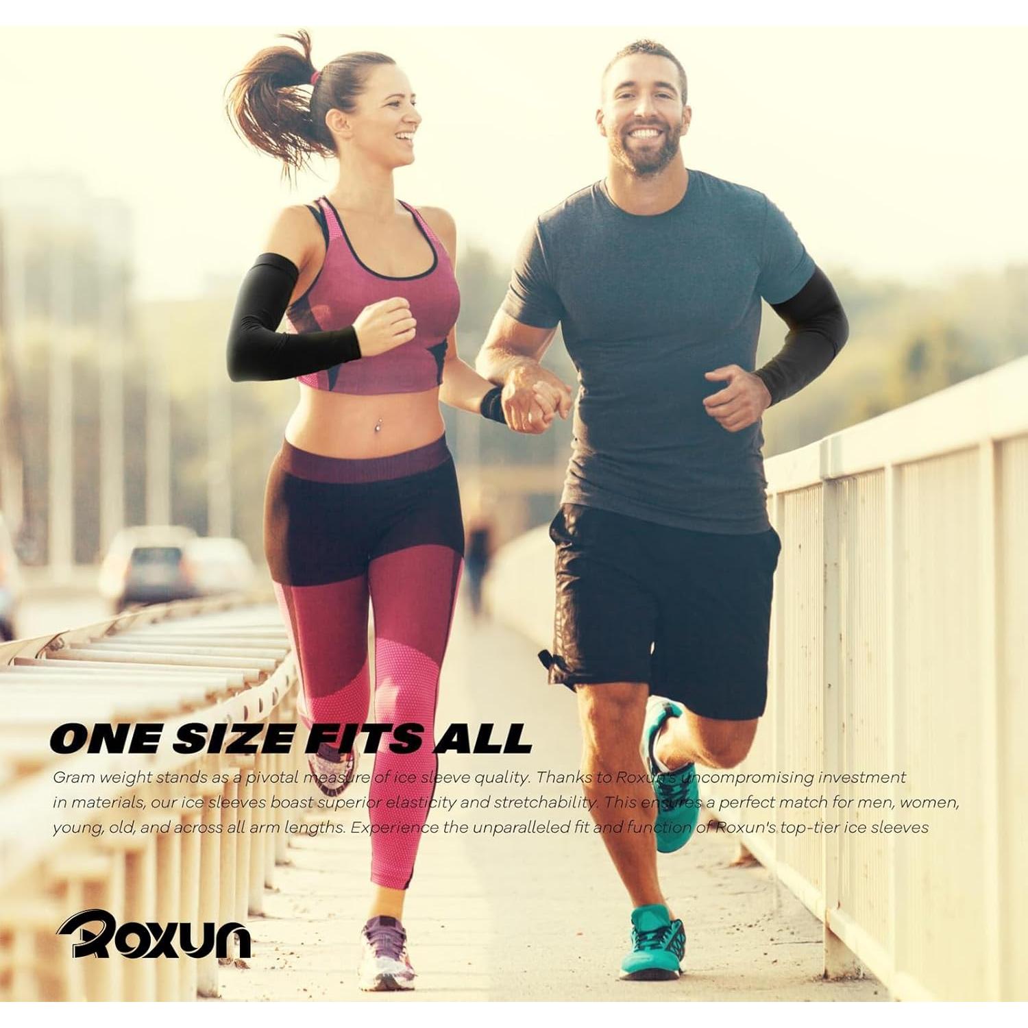 Mangas para brazos Roxun UV 50+ refrescantes - 2 pares negros