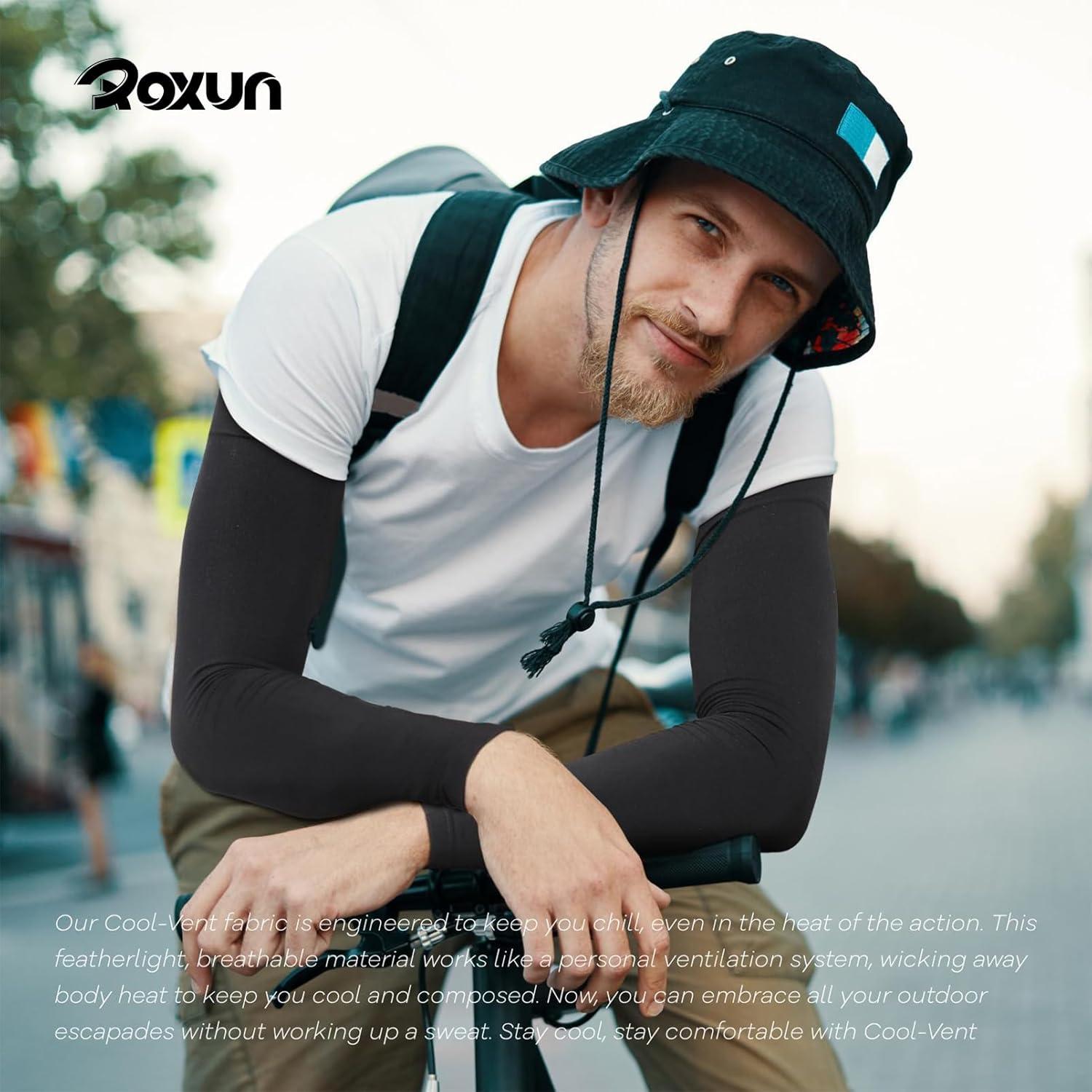 Mangas para brazos Roxun UV 50+ refrescantes - 2 pares negros