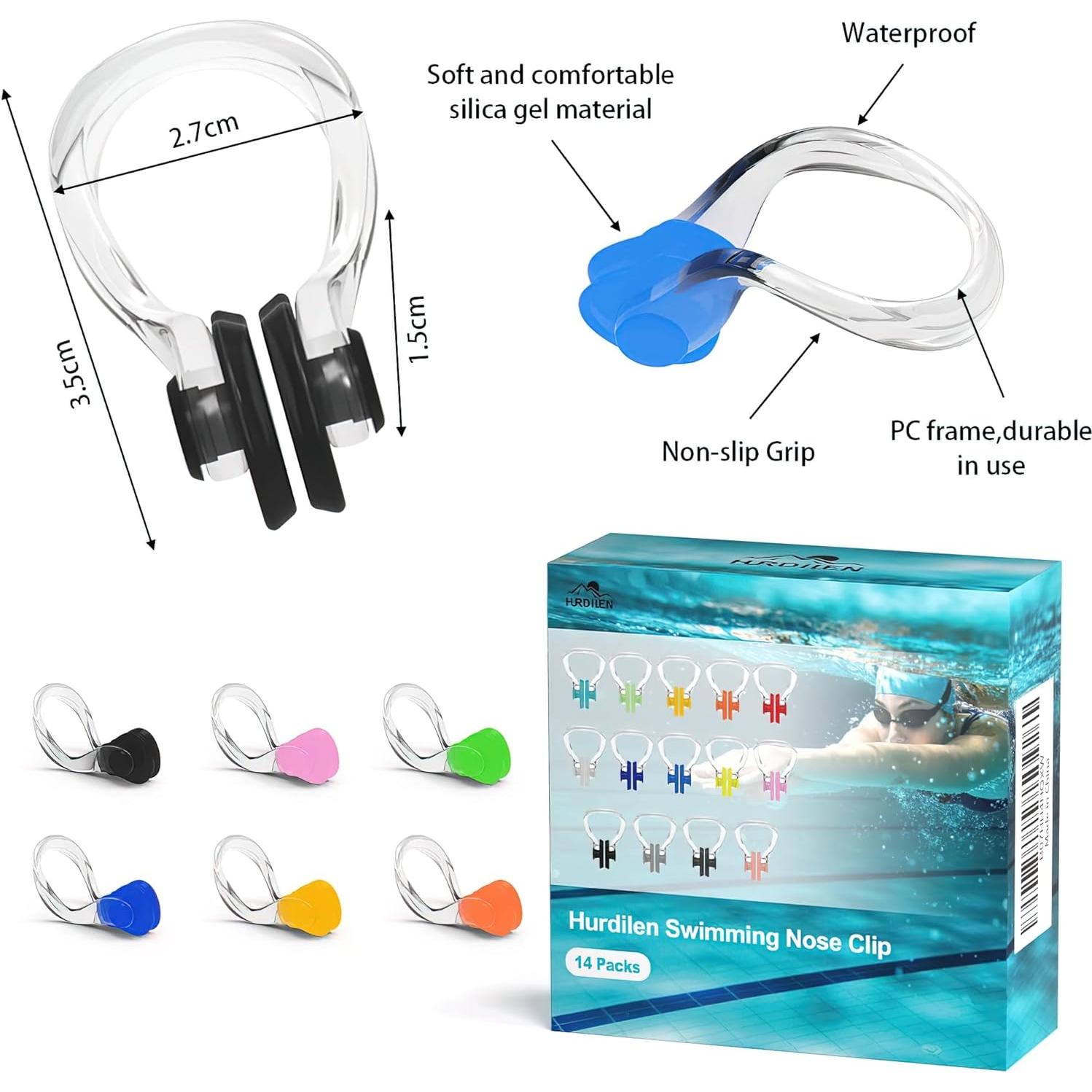 Clip de Nariz para Nadar Hurdilen - 14 Paquetes Multicolor