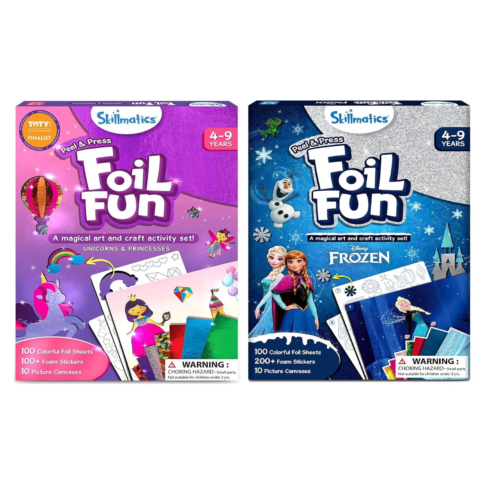 Skillmatics Kit de Manualidades Foil Unicornios y Frozen