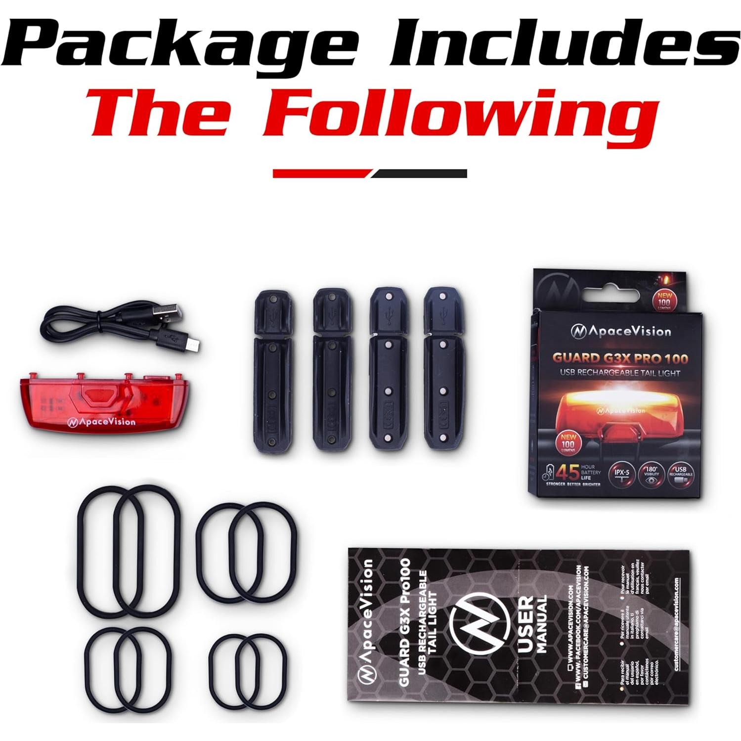 Luz Trasera LED Apace Vision Guard G3X Pro100 - 100 Lúmenes