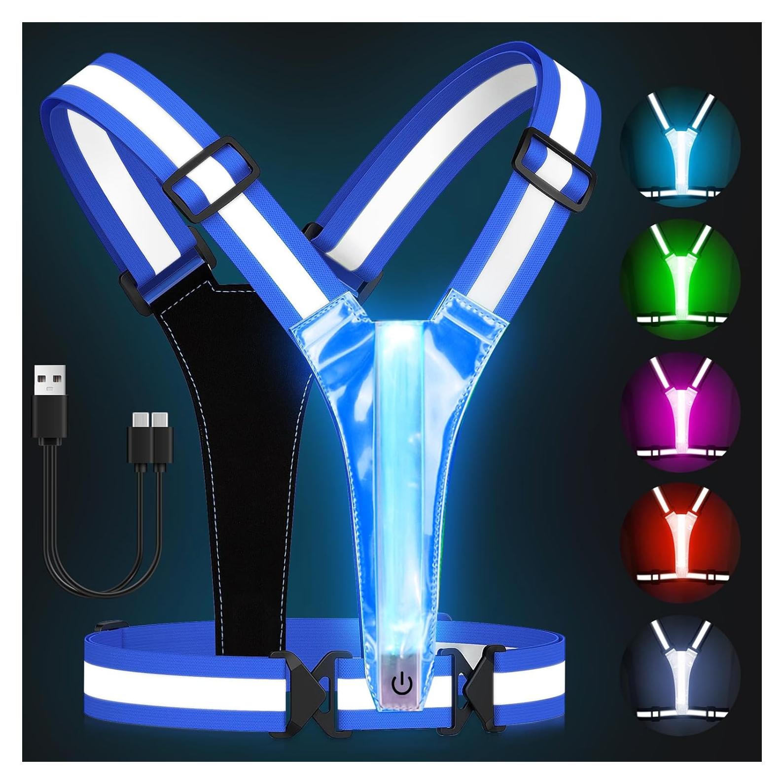 Chaleco Reflectante LED Zacro Azul Ajustable para Correr