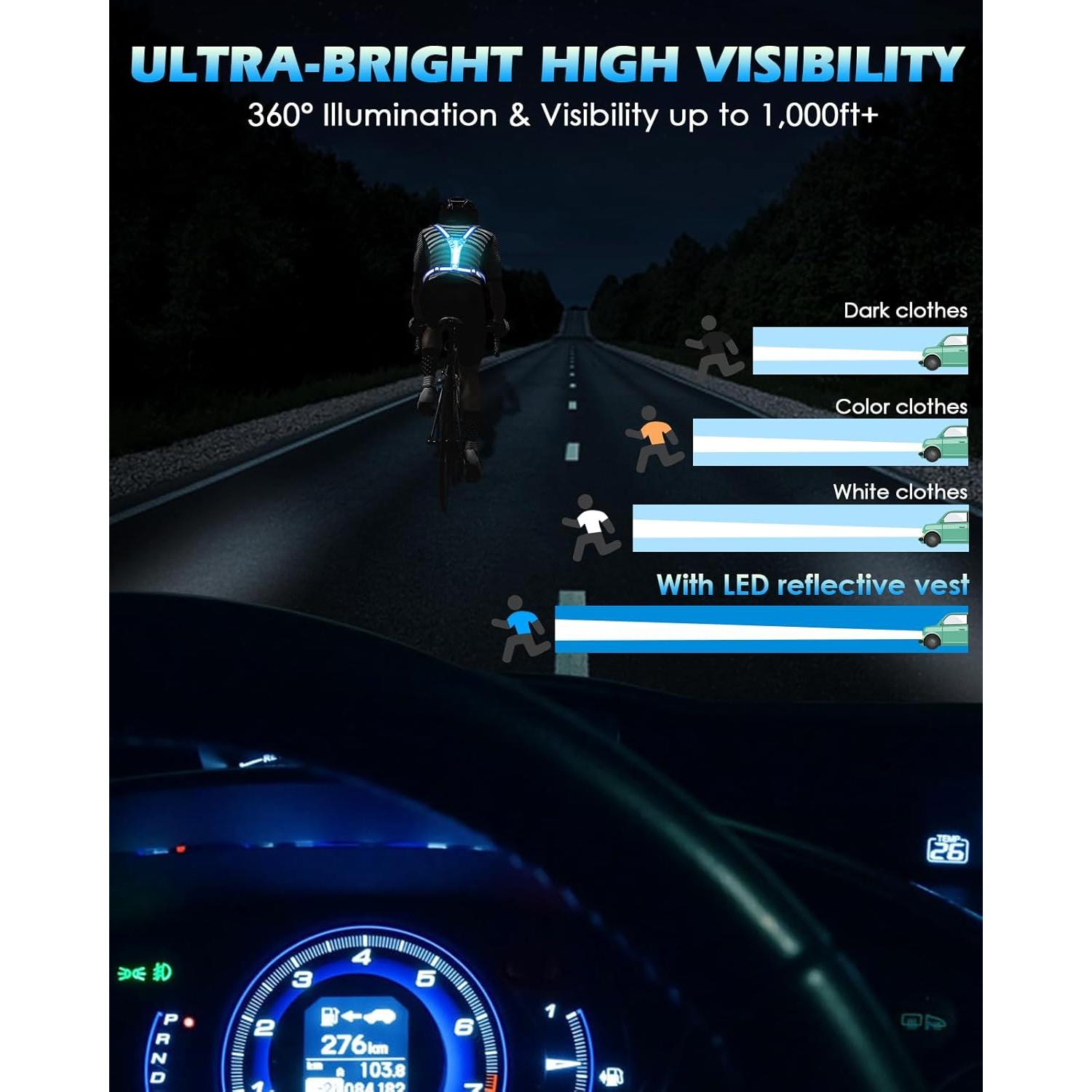 Chaleco Reflectante LED Zacro Azul Ajustable para Correr