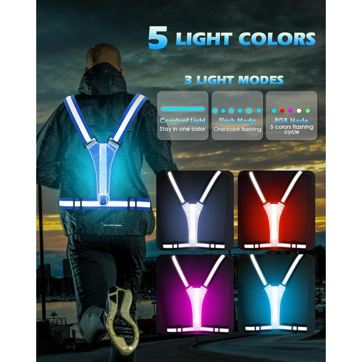 Chaleco Reflectante LED Zacro Azul Ajustable para Correr