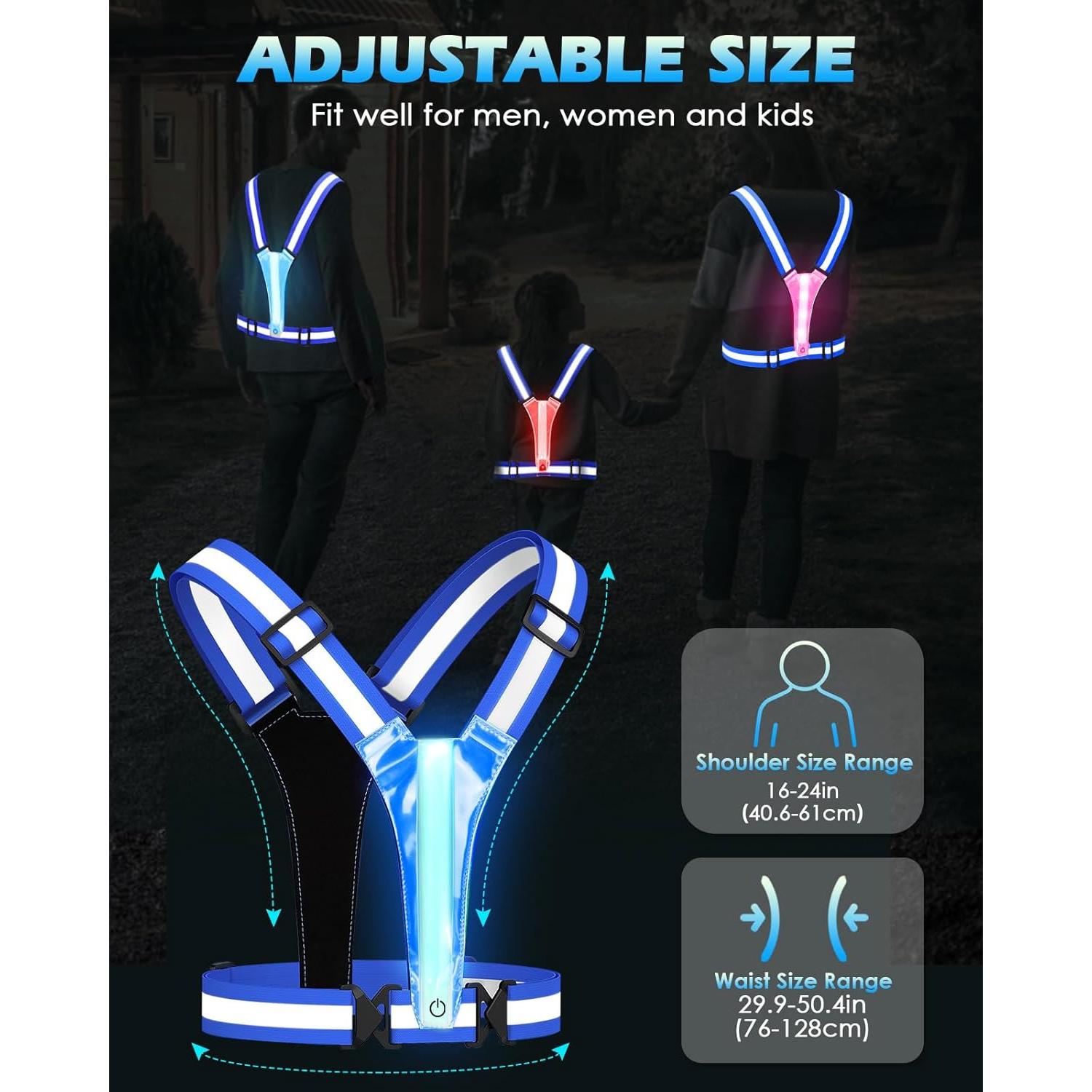 Chaleco Reflectante LED Zacro Azul Ajustable para Correr