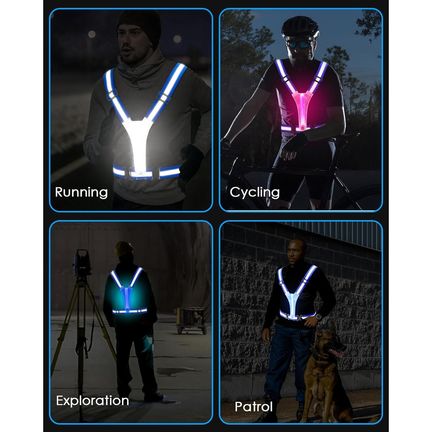 Chaleco Reflectante LED Zacro Azul Ajustable para Correr