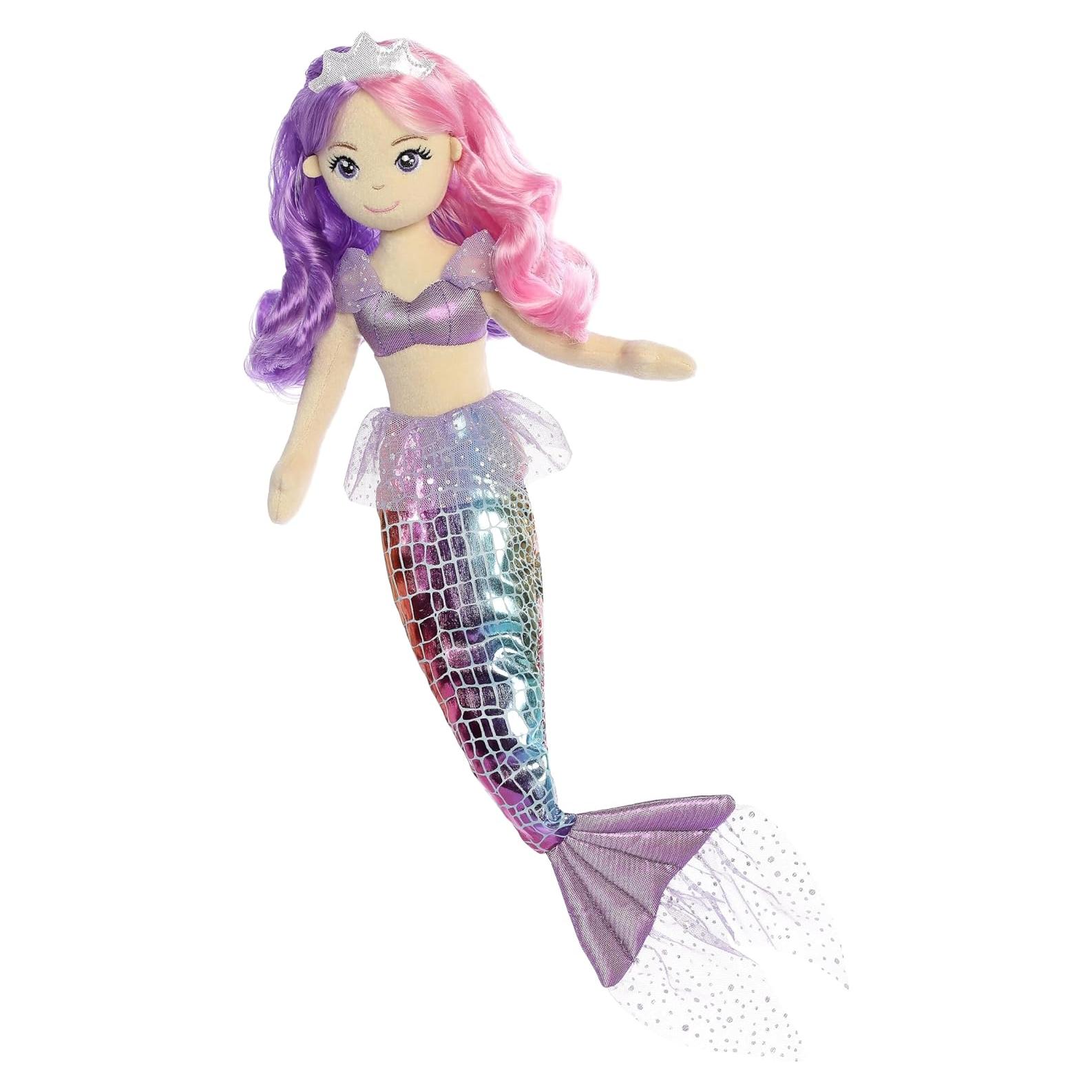 Muñeca de Peluche Sirena Arcoíris Aurora 44 cm