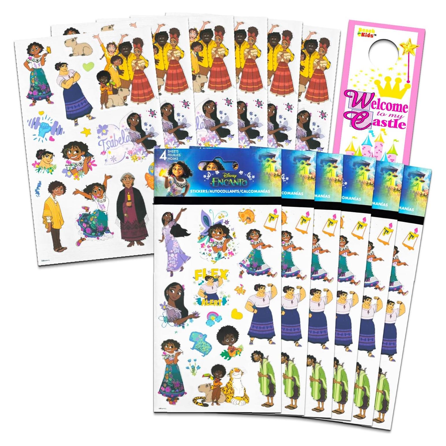 Stickers de Encanto Disney - Paquete de 12 Hojas para Niños