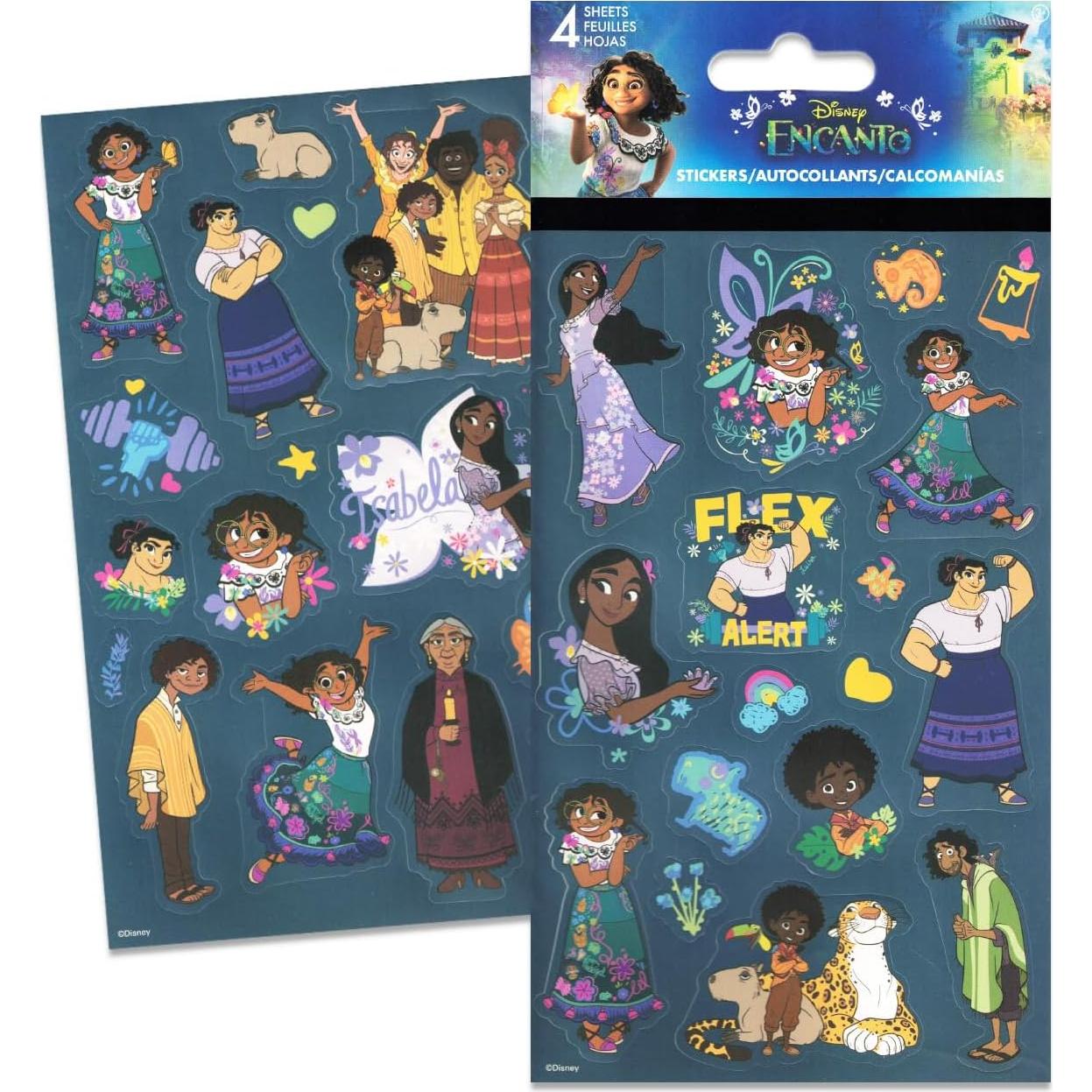 Stickers de Encanto Disney - Paquete de 12 Hojas para Niños