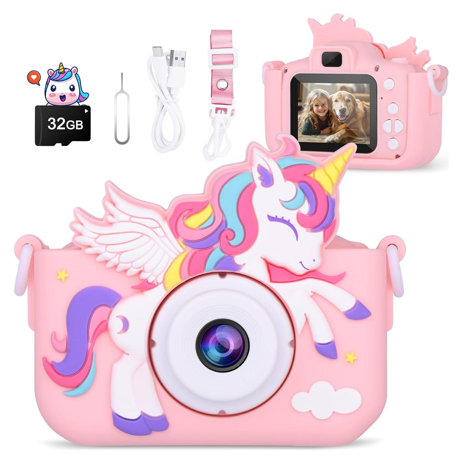 Cámara Infantil Digital Alotwan X5 Rosa 12MP 1080P con SD 32GB