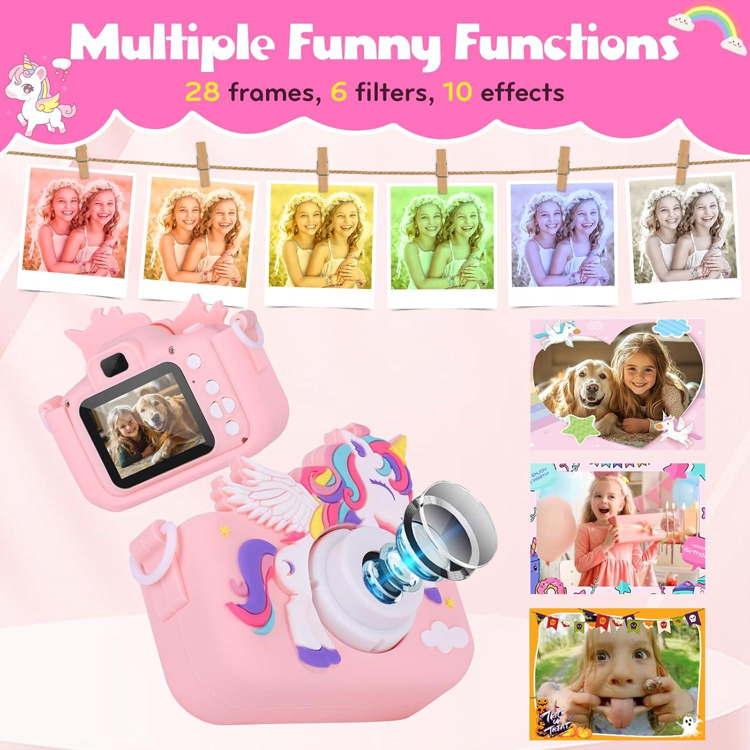 Cámara Infantil Digital Alotwan X5 Rosa 12MP 1080P con SD 32GB