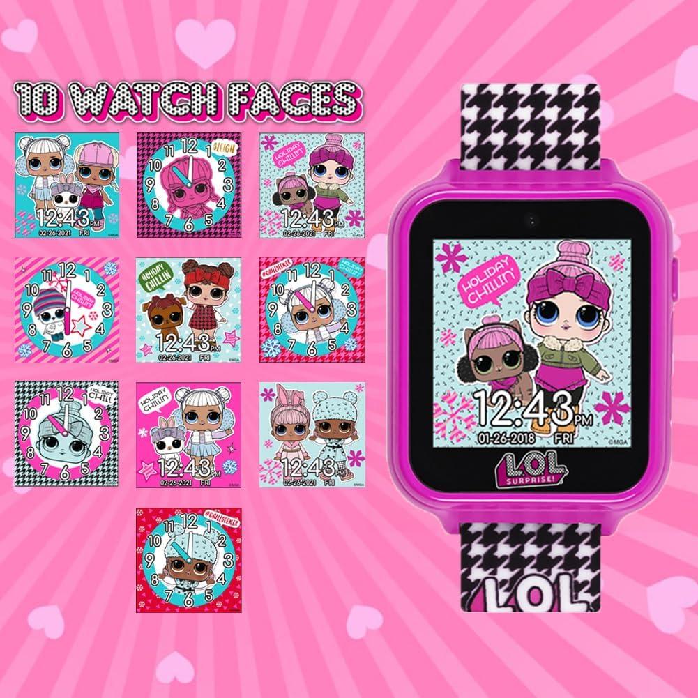 LOL Surprise Kids Smart Watch with Camera, Games, Voice Recorder, Step Counter, 10 Unique Watch Faces, Alarm, Timer, and Calculator - Fun Tech Toy for Kids