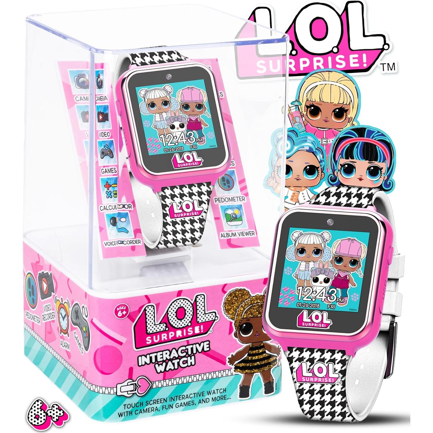 LOL Surprise Kids Smart Watch with Camera, Games, Voice Recorder, Step Counter, 10 Unique Watch Faces, Alarm, Timer, and Calculator - Fun Tech Toy for Kids