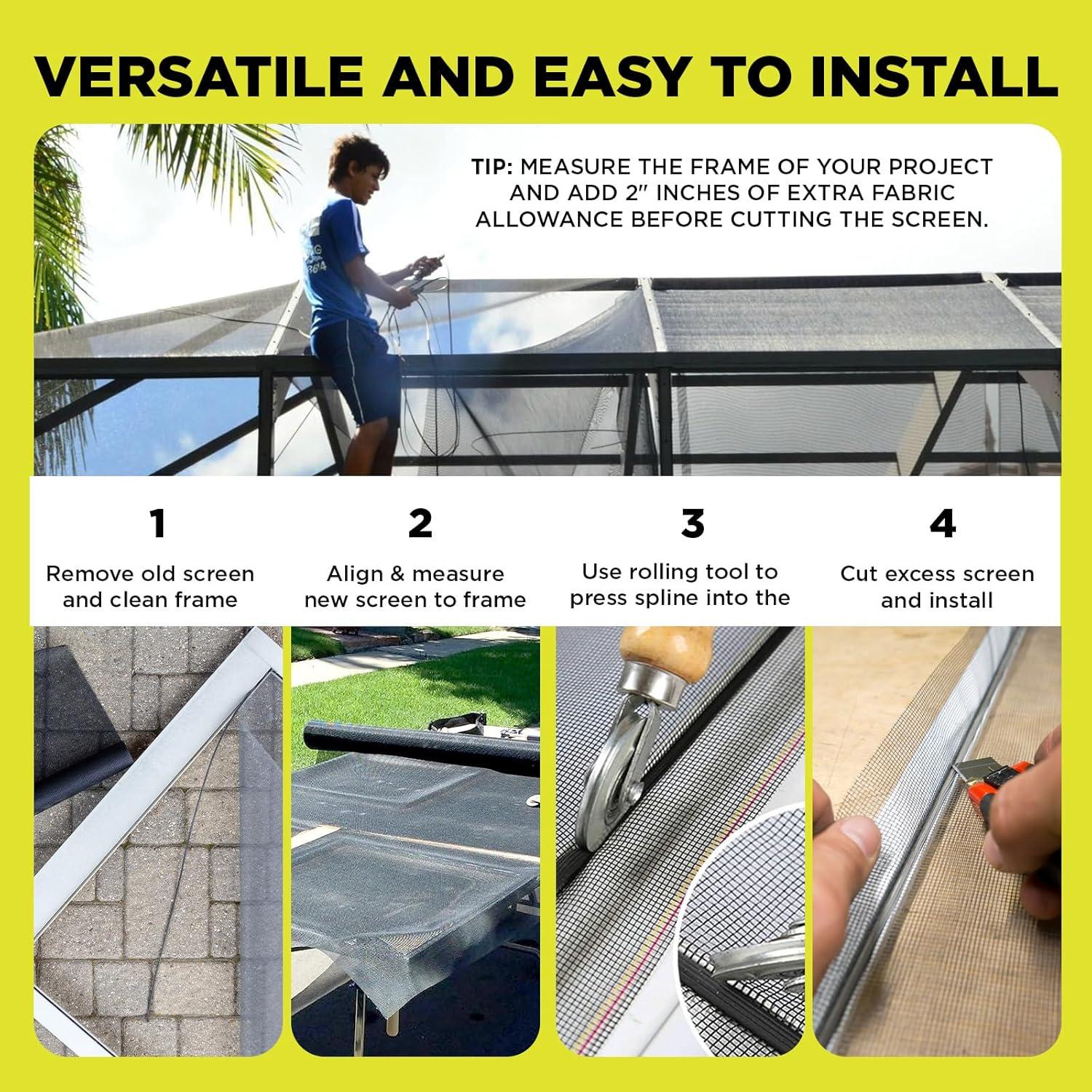 DOCA Malla de Pantalla de Ventana 2.44 m x 30.48 m - Carbón