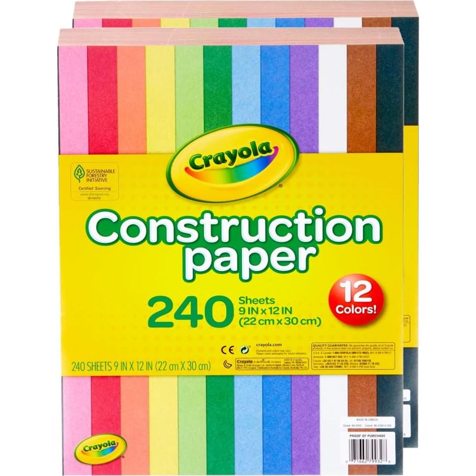 Papel de Construcción Crayola 480 Hojas Multicolor 22.86x30.48cm