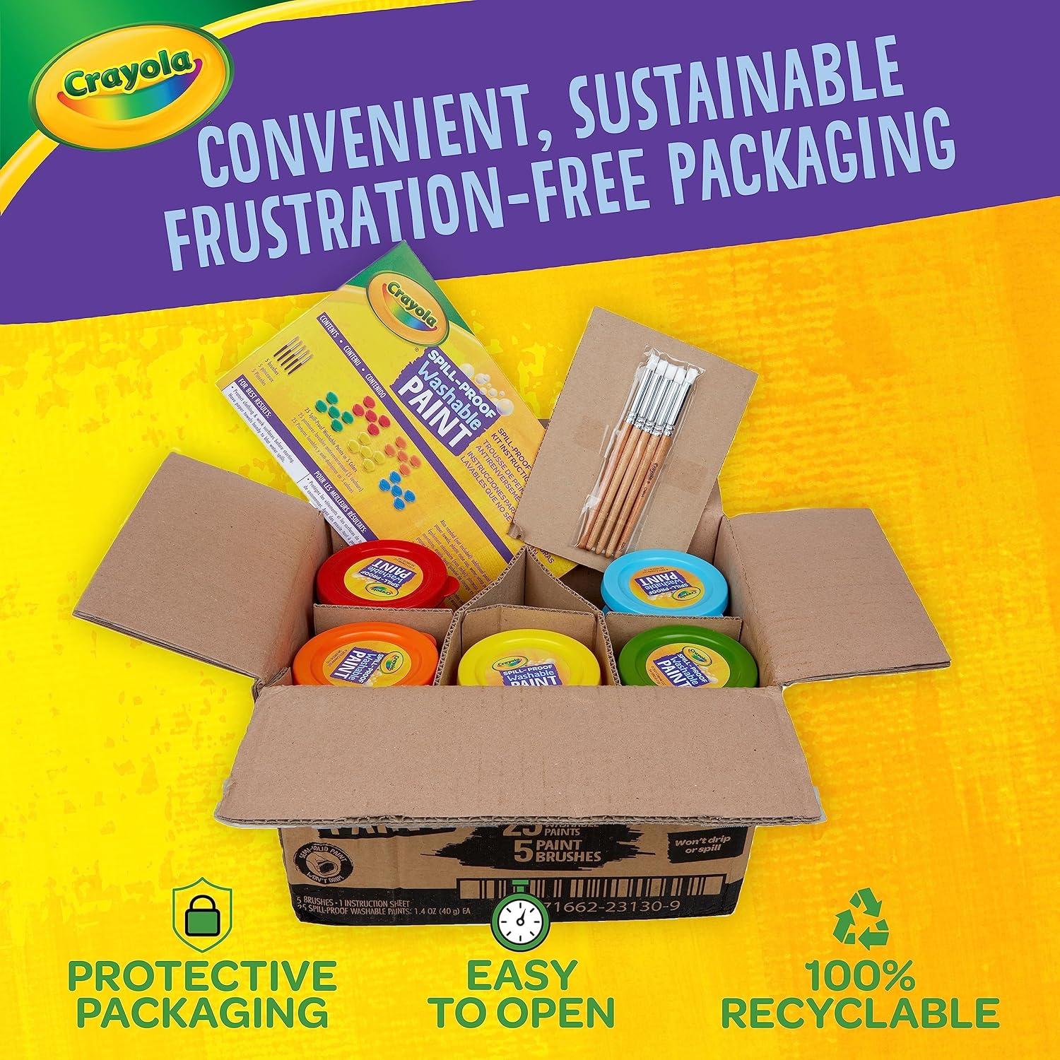 Juego de Pintura Lavable Crayola 25 Colores a Prueba de Derrames
