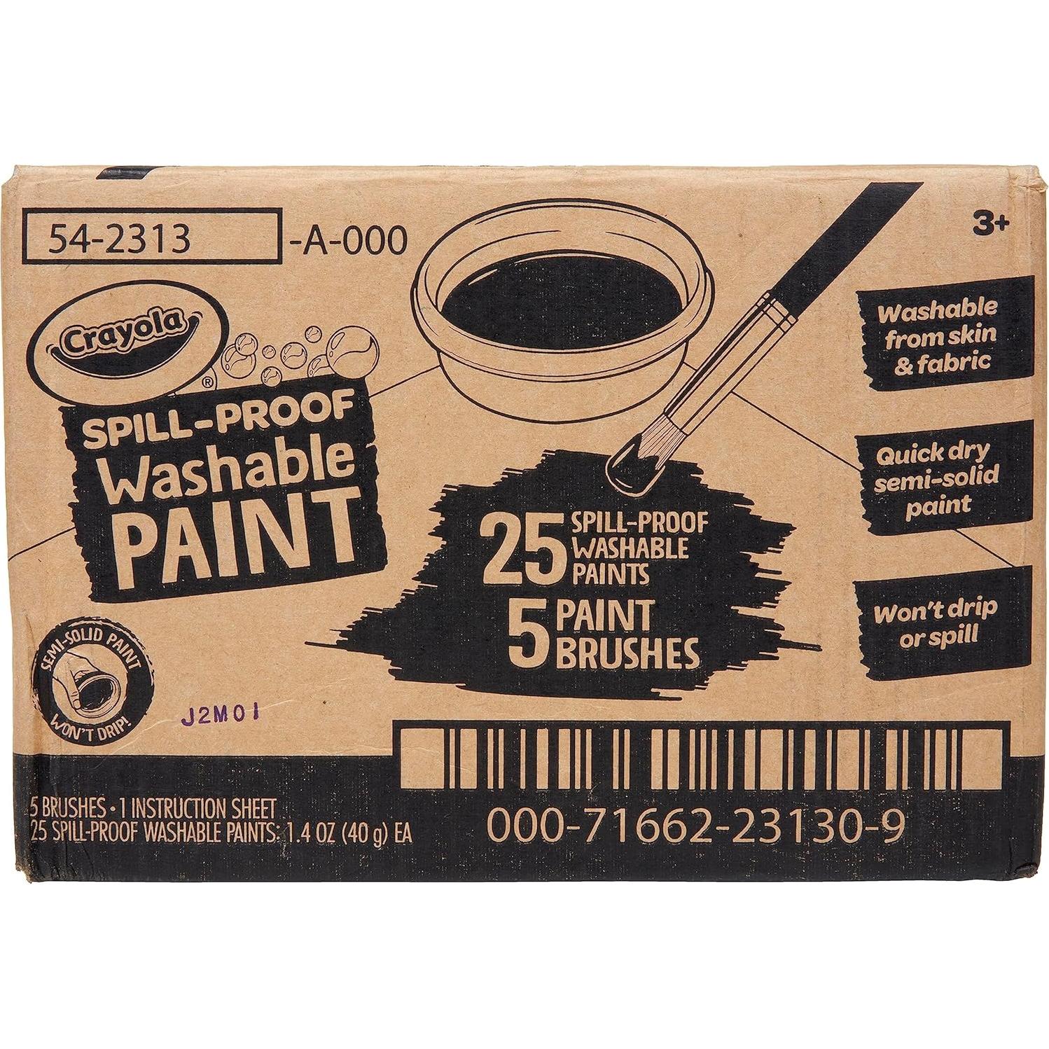 Juego de Pintura Lavable Crayola 25 Colores a Prueba de Derrames