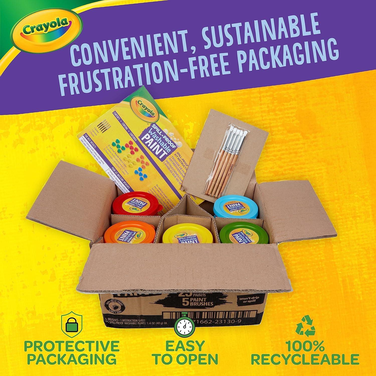 Juego de Pintura Lavable Crayola 25 Colores a Prueba de Derrames