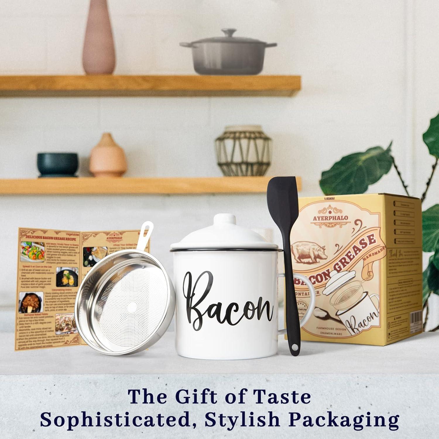 Contenedor de Grasa de Tocino Ayerphalo 1.3L con Colador y Espátula