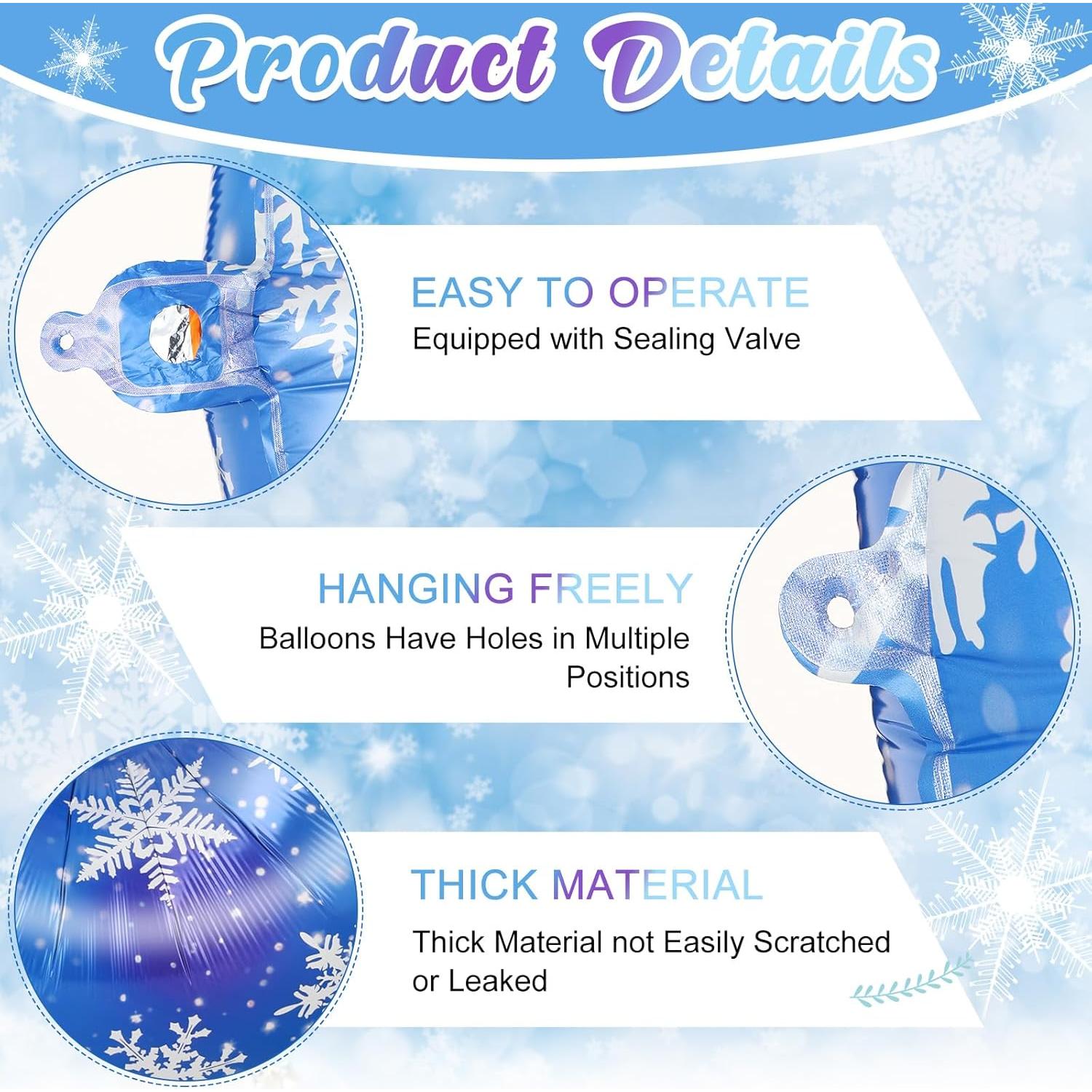 Globo de Nieve Azul 101.6 cm Lunmon - Decoración Cumpleaños Niñas