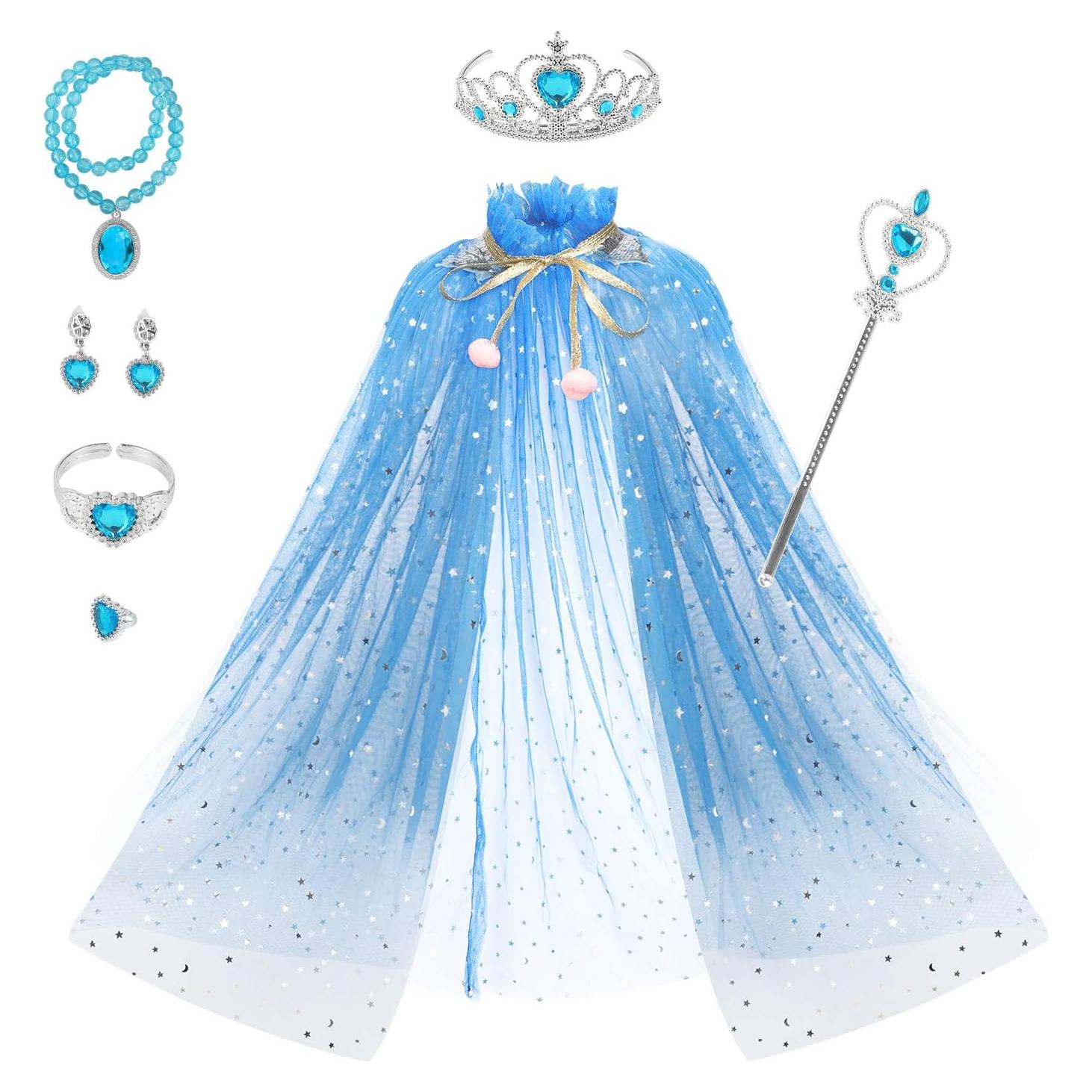 Conjunto de Disfraz de Princesa Fedio 7 Piezas Azul