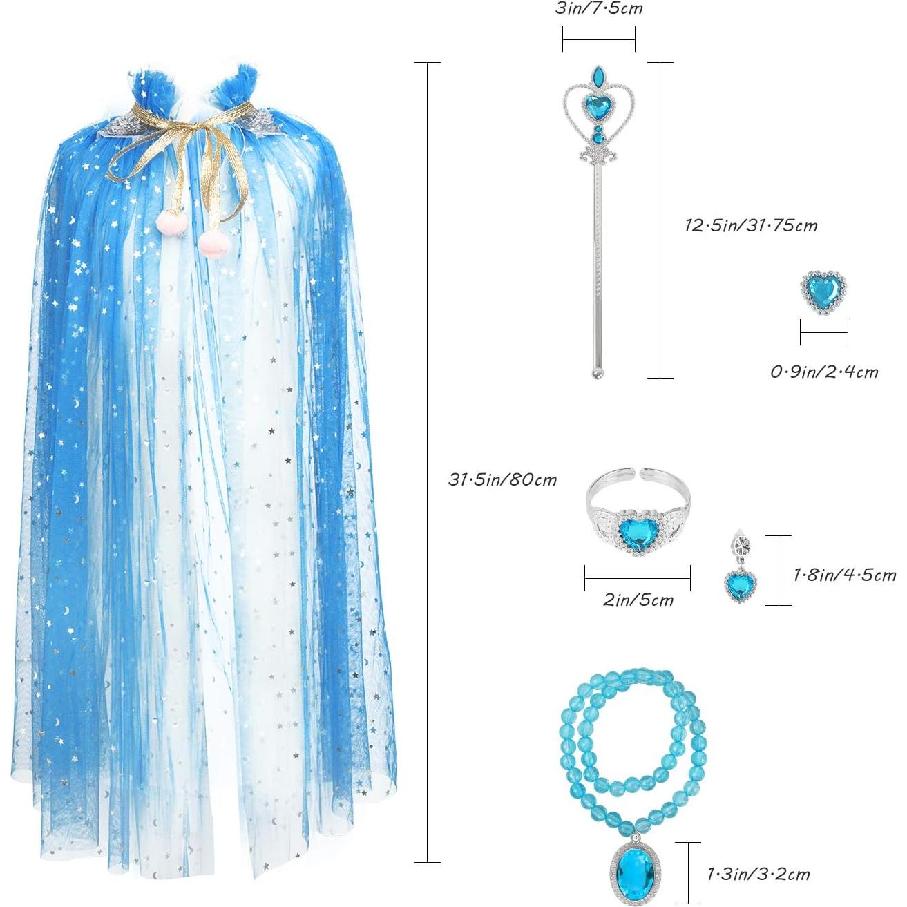 Conjunto de Disfraz de Princesa Fedio 7 Piezas Azul