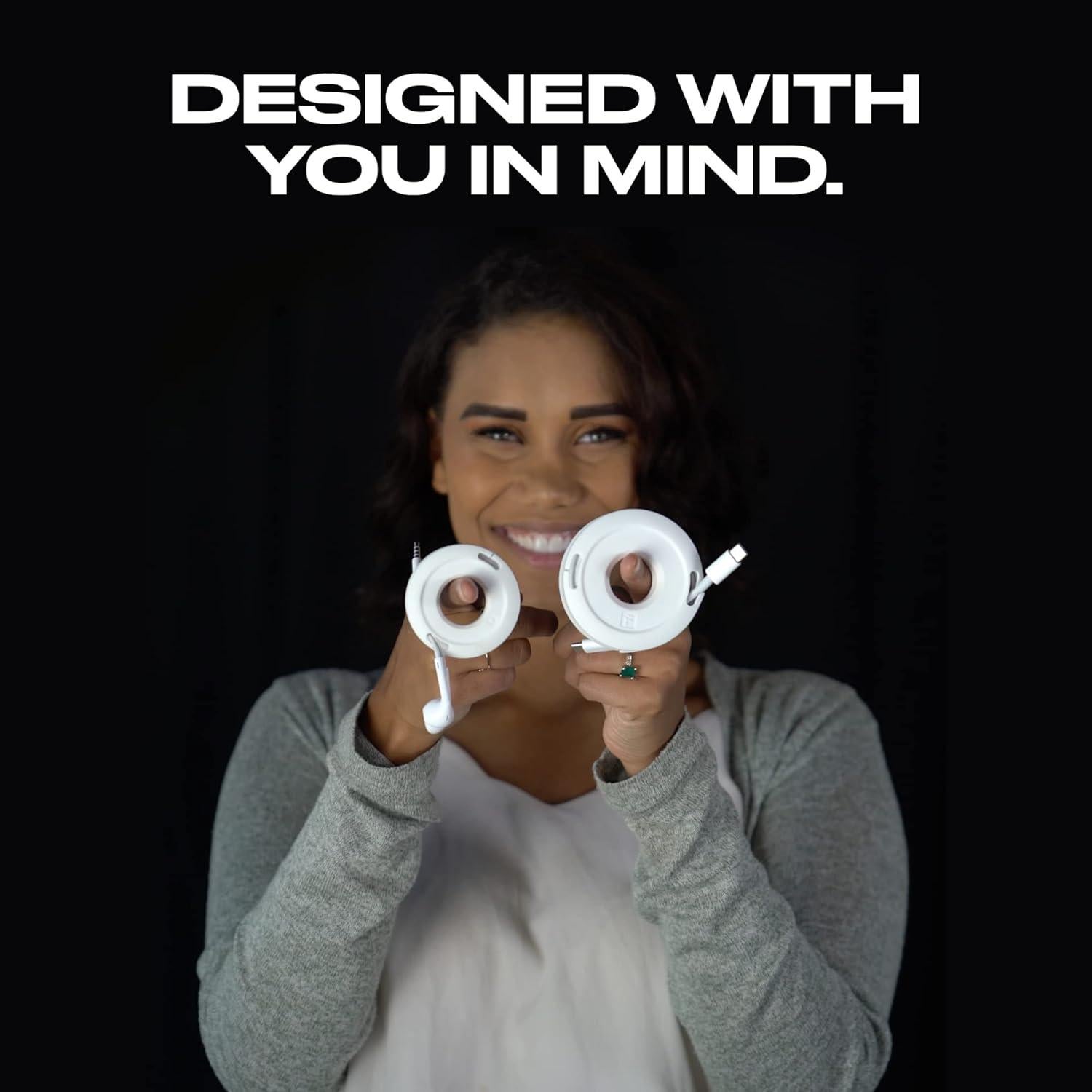 Organizador de Cables Fuse Mini 4-Pack Negro - Enrollador Auriculares