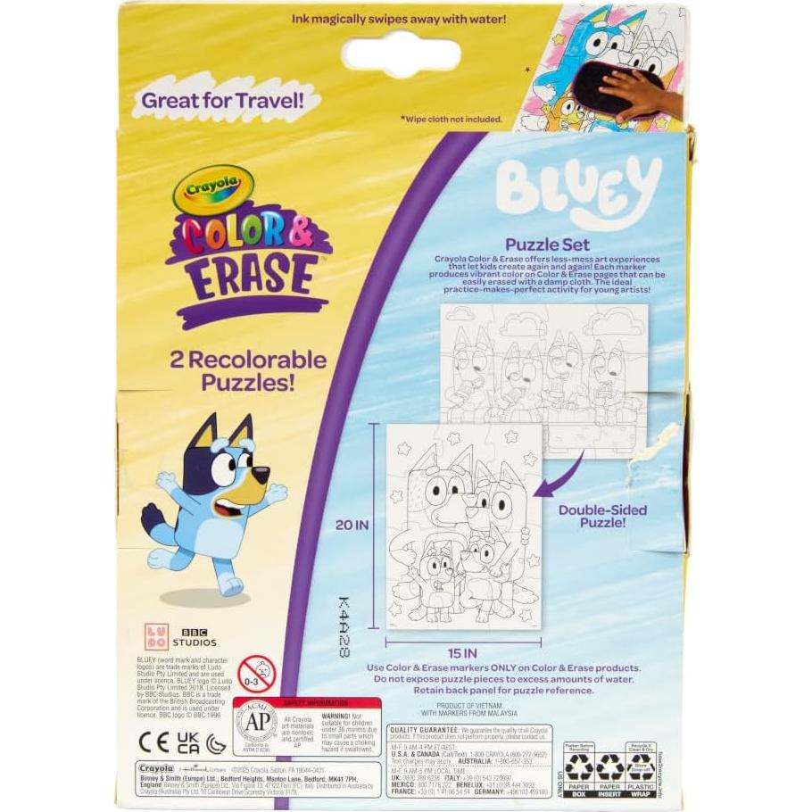 Rompecabezas Reutilizable Crayola Bluey 12 Piezas 15,24 cm